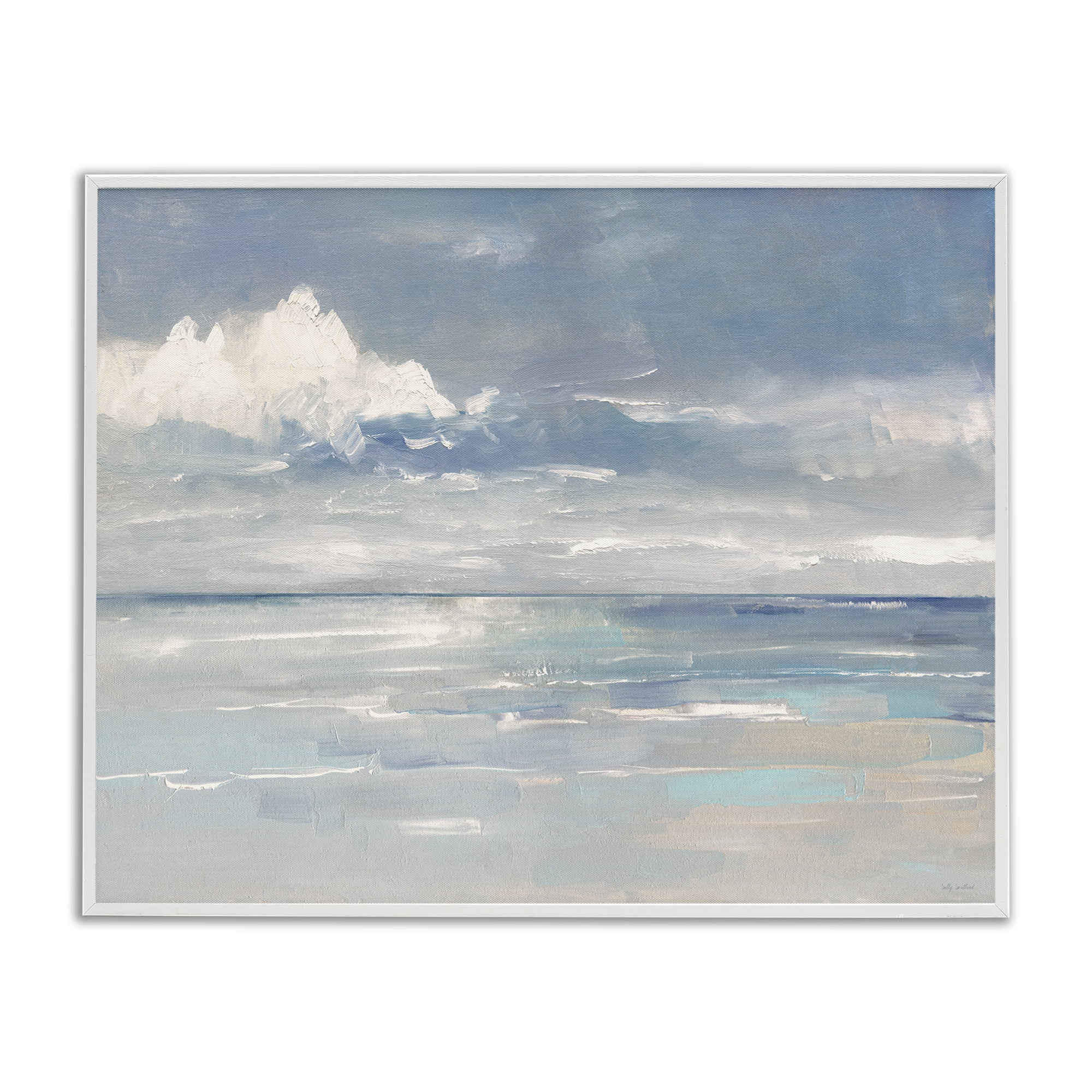Stupell Industries Beach Clouds Reflection Landscape Painting White Framed Art Print Wall Art, 30 x 24