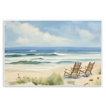 Stupell Industries Beach Coast Chair View Beach Painting Unframed Art Print Wall Art, 15 x 10