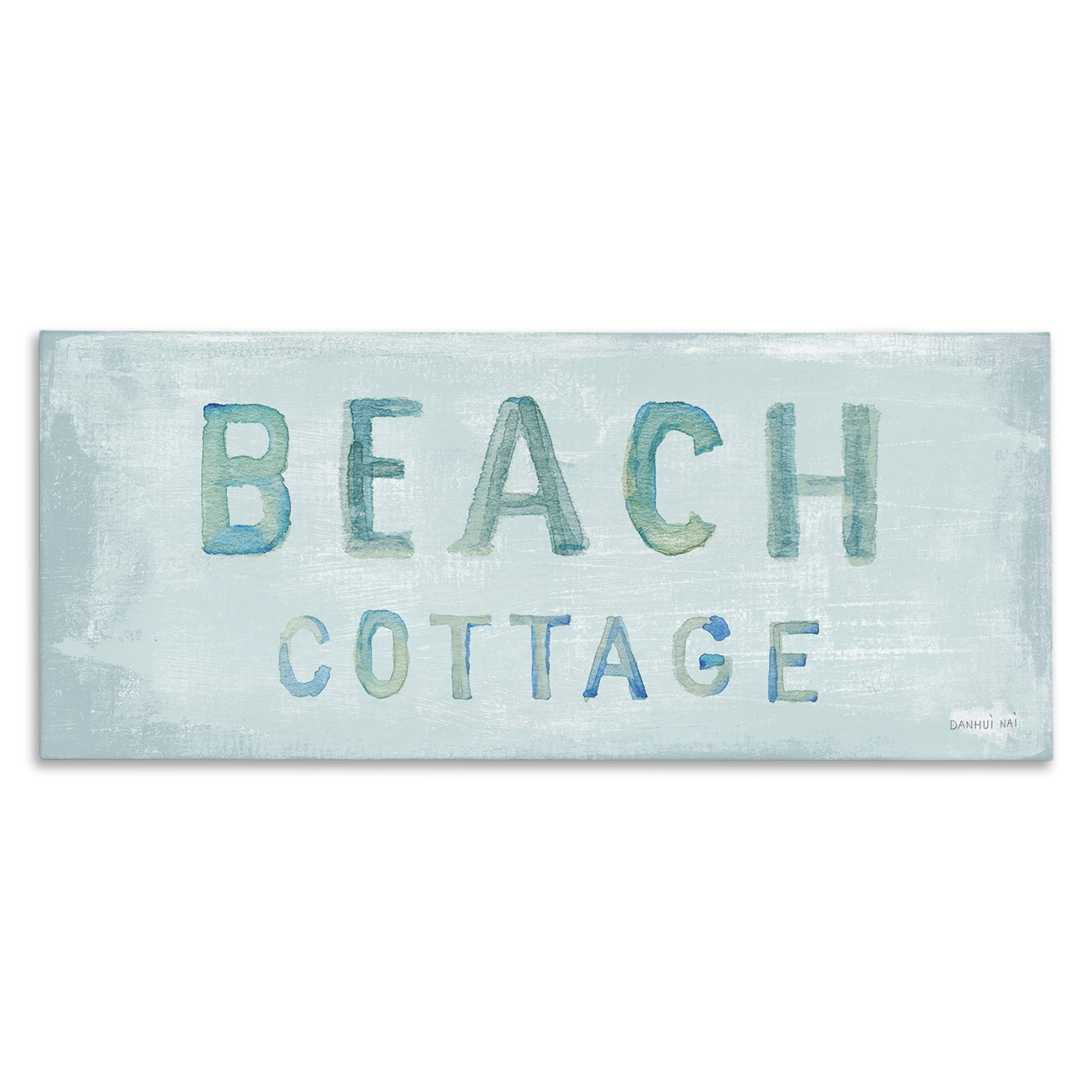 Beach Cottage Ocean Blue Canvas Wall Art, 10 x 24