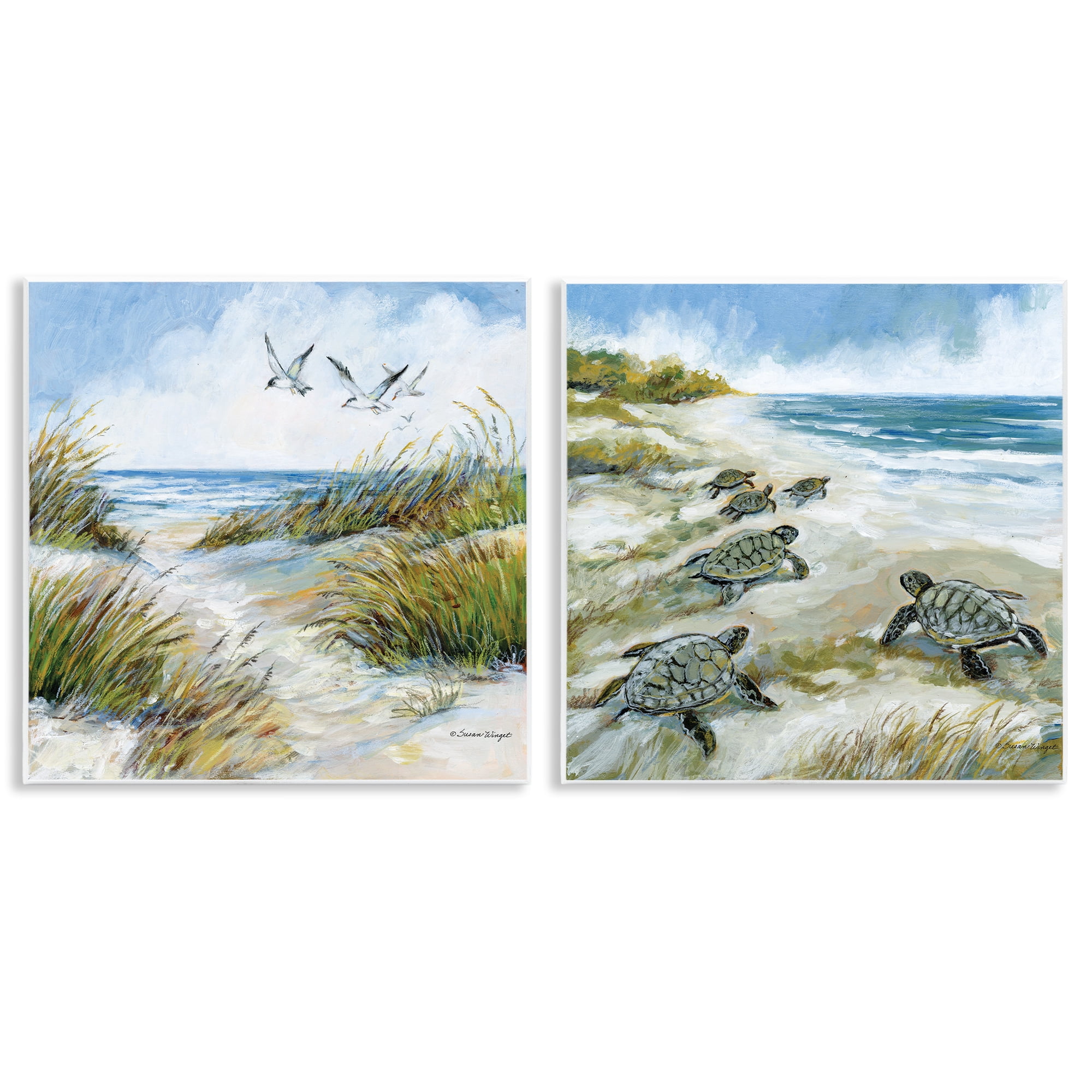 Stupell Industries Beach Creatures on Dunes 2 Piece Wall Plaque Art Set, design by Susan Winget