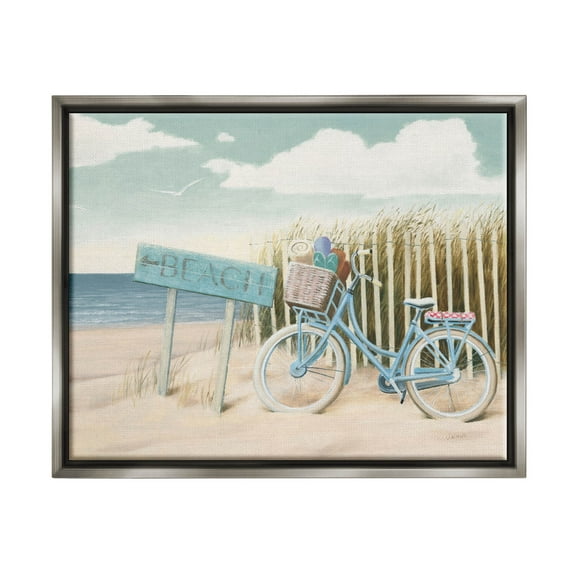 Stupell Industries Beach Cruiser Blue Bicycle Boast Graphic Art Luster Gray Floating Framed Canvas Print Wall Art, Design by James Wiens