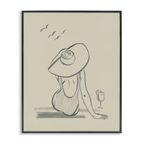 Stupell Industries Beach Day Drawing Novelty Drawing Black Framed Art Print Wall Art, 11 x 14