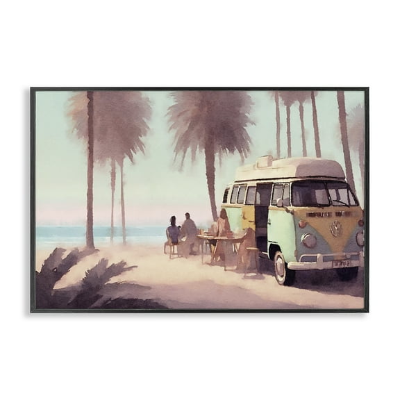 Stupell Industries Beach Day Hangout Nautical & Beach Painting Black Framed Art Print Wall Art, 18 x 12