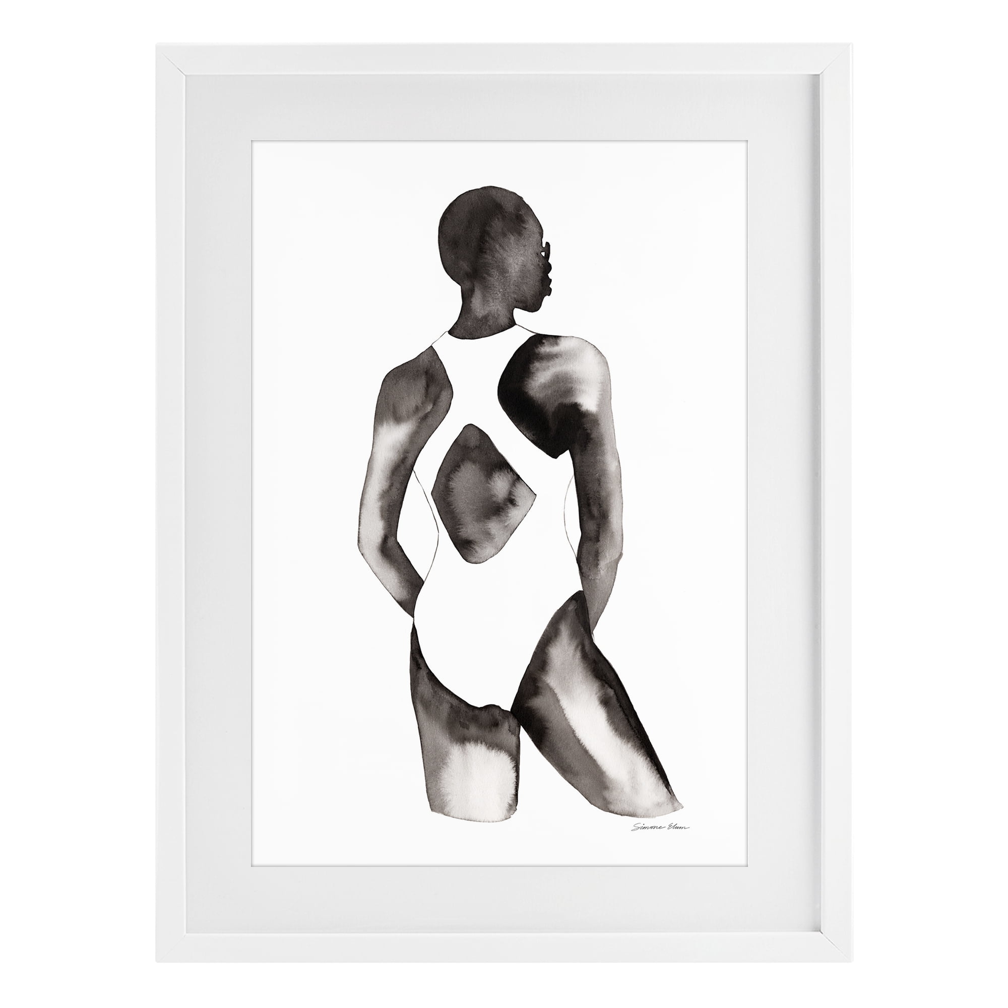Stupell Industries Beach Day Swimsuit Silhouette White Framed Print Under Glass, design by Simone Elum
