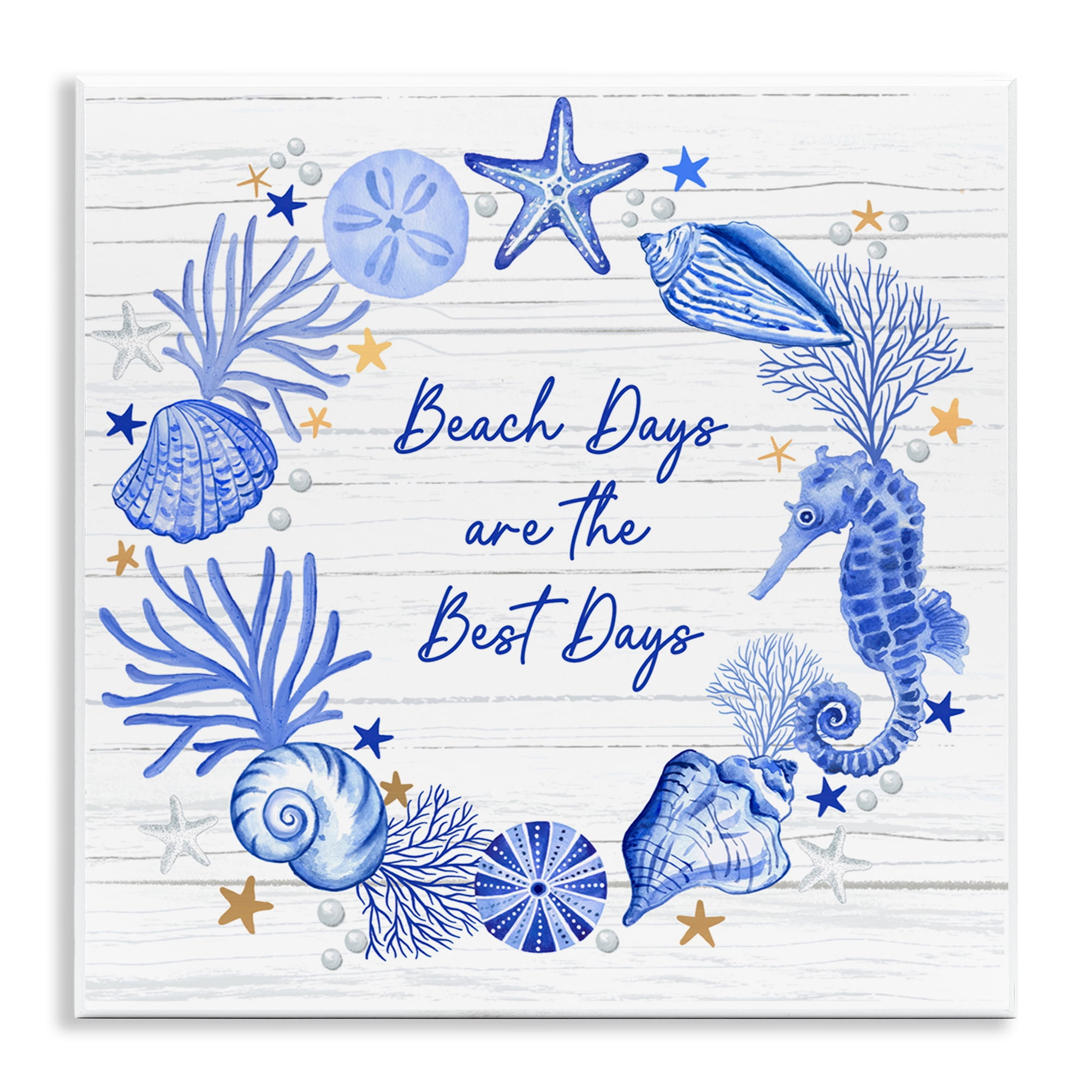 Stupell Industries Beach Days Best Wreath Nautical & Beach Painting Unframed Art Print Wall Art, 12 x 12