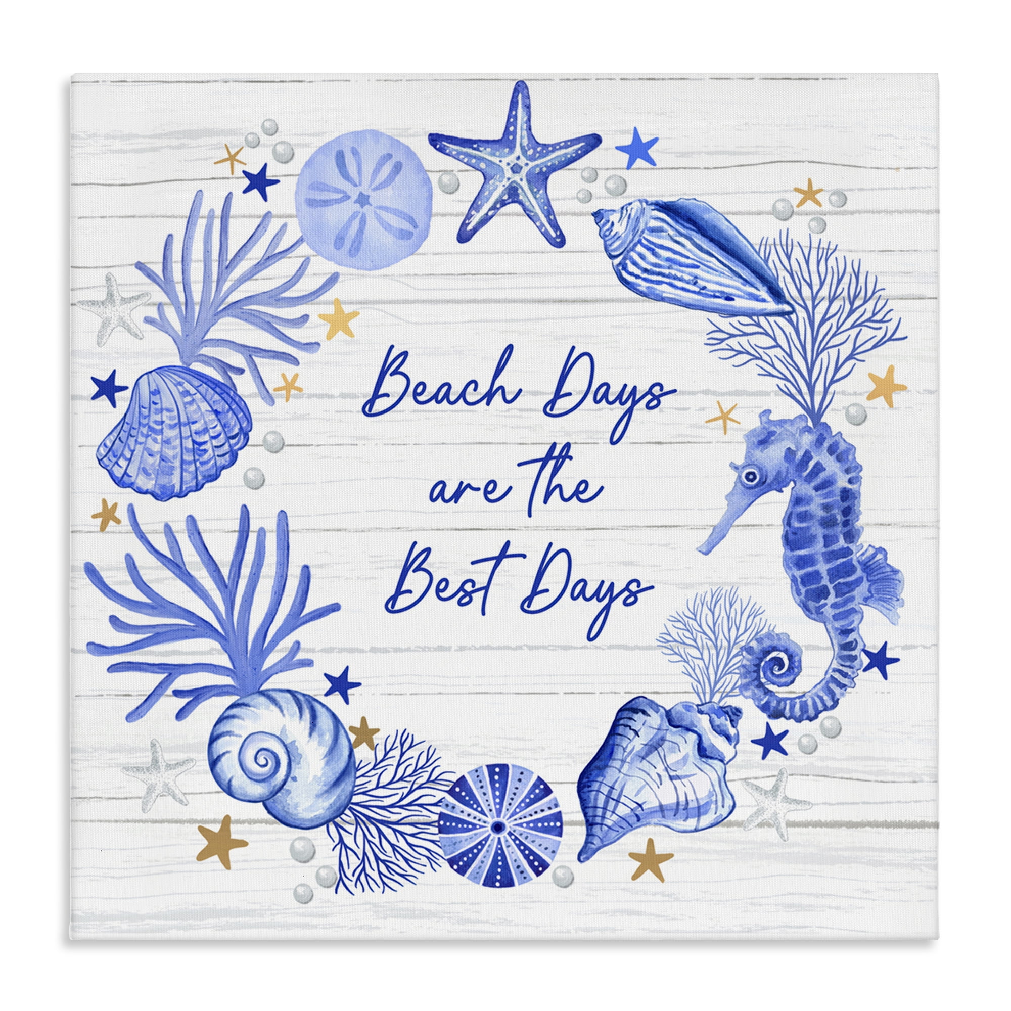 Stupell Industries Beach Days Best Wreath Nautical & Beach Painting Wrapped Canvas Art Print Wall Art, 36 x 36