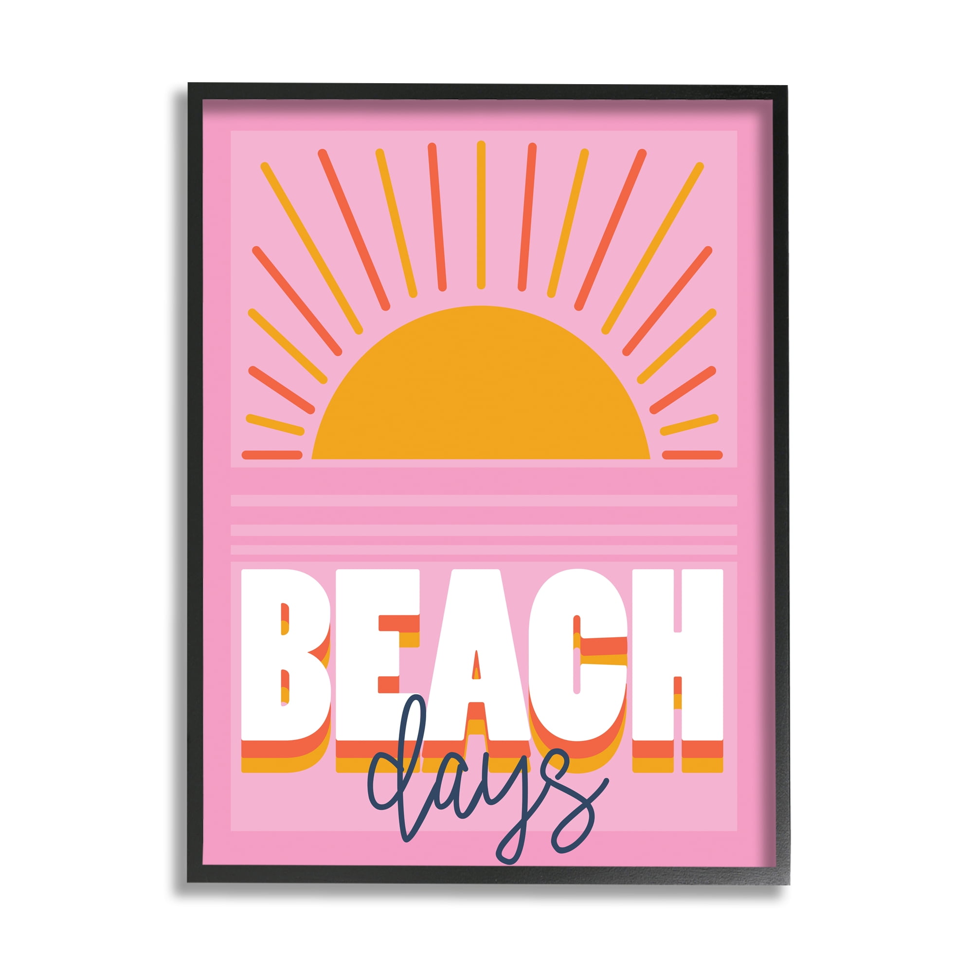 Stupell Industries Beach Days Quote Rising Sun Ray Horizon Pink, 16 x 20, Designed by Angela Nickeas
