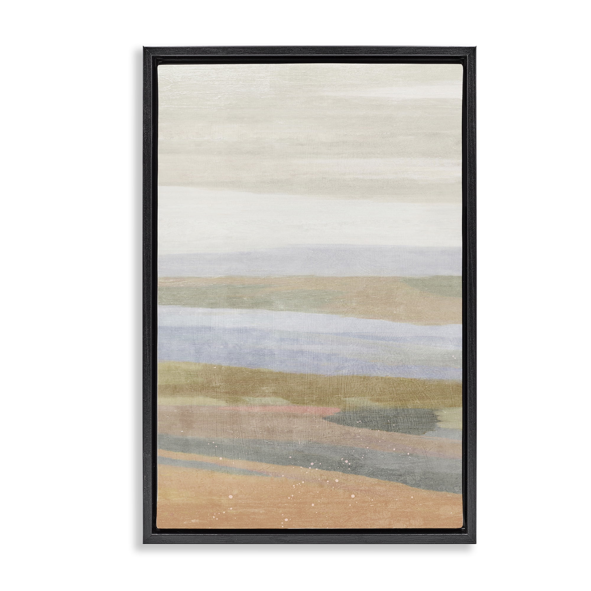 Stupell Industries Beach Dunes Abstraction Coastal Painting Black Floater Framed Canvas Art Print Wall Art, 21 x 31