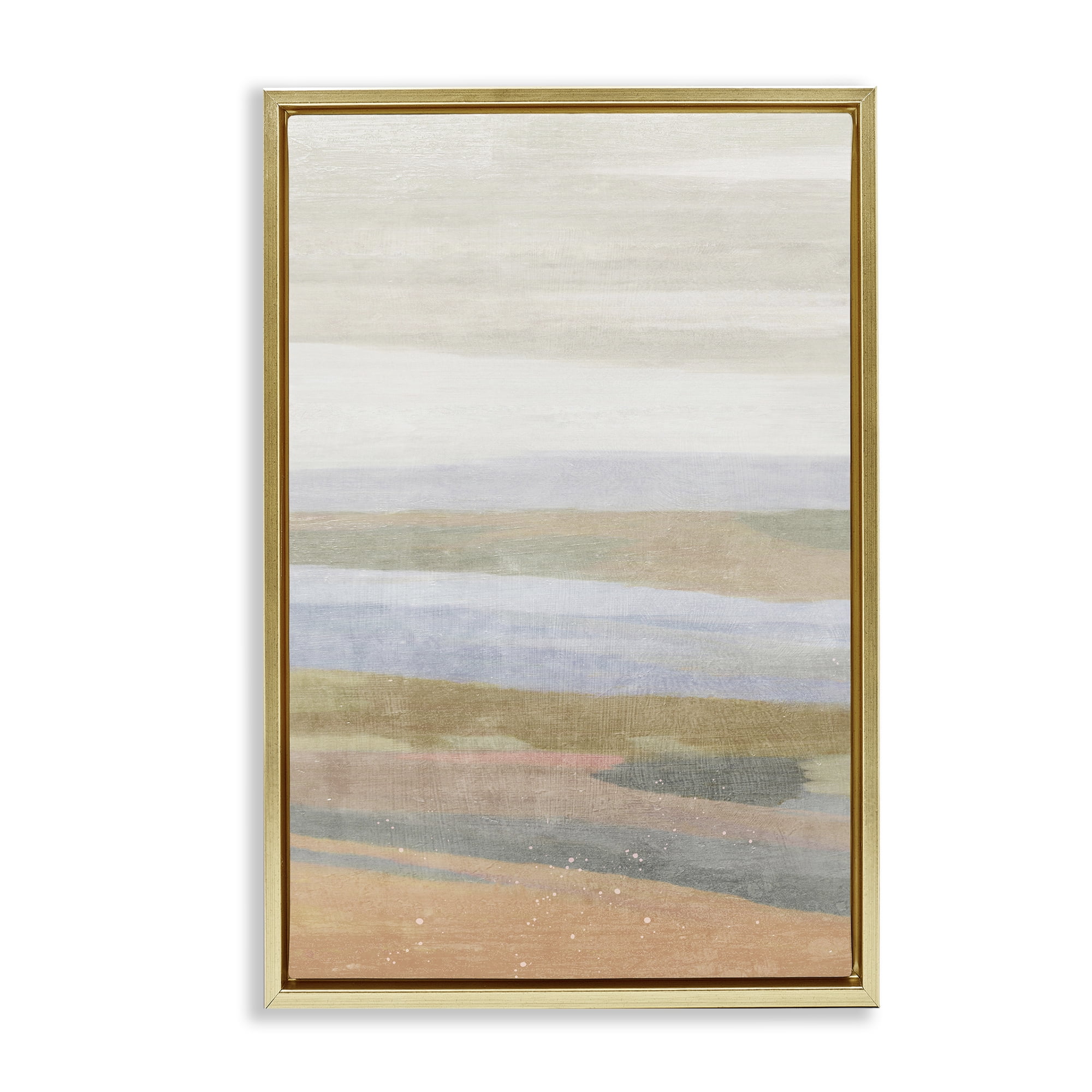 Stupell Industries Beach Dunes Abstraction Coastal Painting Gold Floater Framed Canvas Art Print Wall Art, 21 x 31