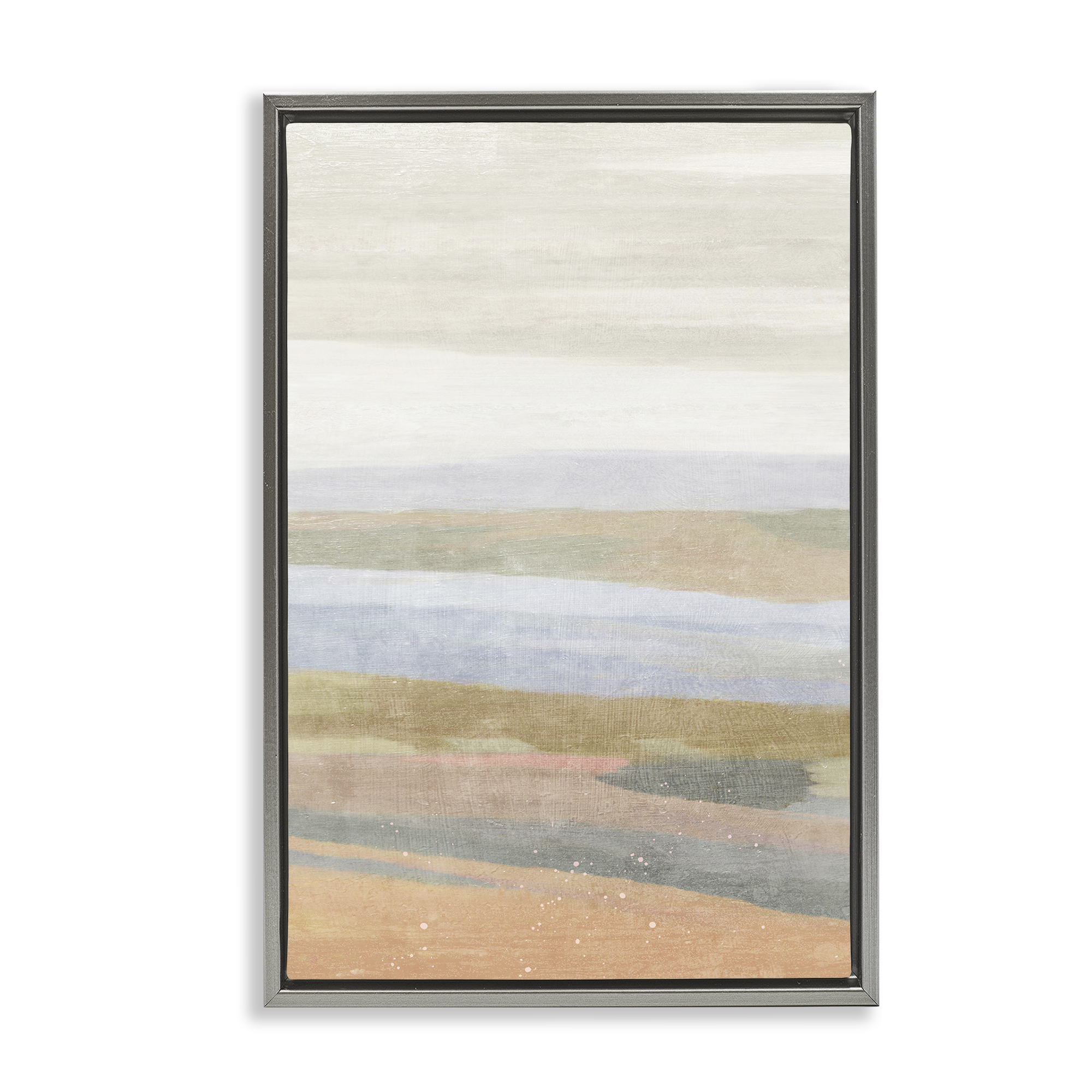 Stupell Industries Beach Dunes Abstraction Coastal Painting Gray Floater Framed Canvas Art Print Wall Art, 17 x 25