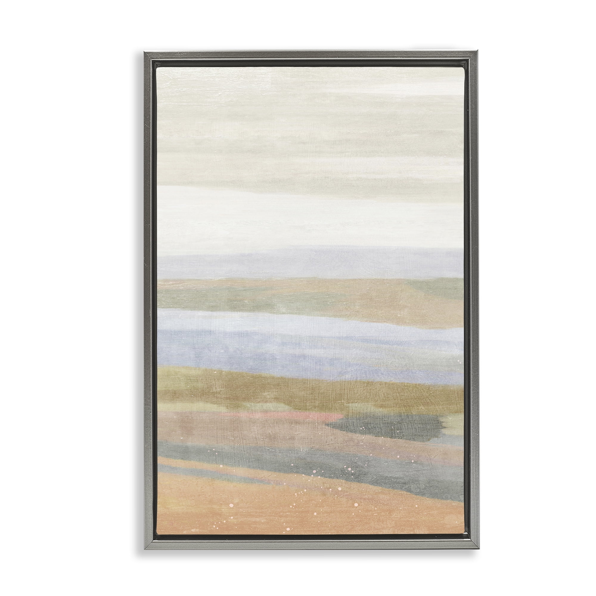 Stupell Industries Beach Dunes Abstraction Coastal Painting Gray Floater Framed Canvas Art Print Wall Art, 21 x 31