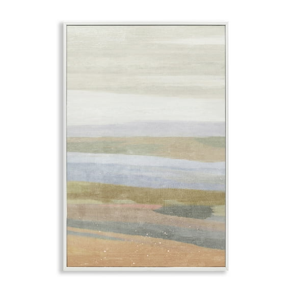 Stupell Industries Beach Dunes Abstraction Coastal Painting White Framed Art Print Wall Art, 12 x 18