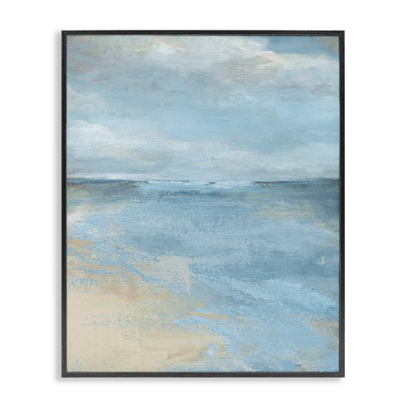 Stupell Industries Beach Edge Abstraction Abstract Painting Black Framed Art Print Wall Art, 11 x 14