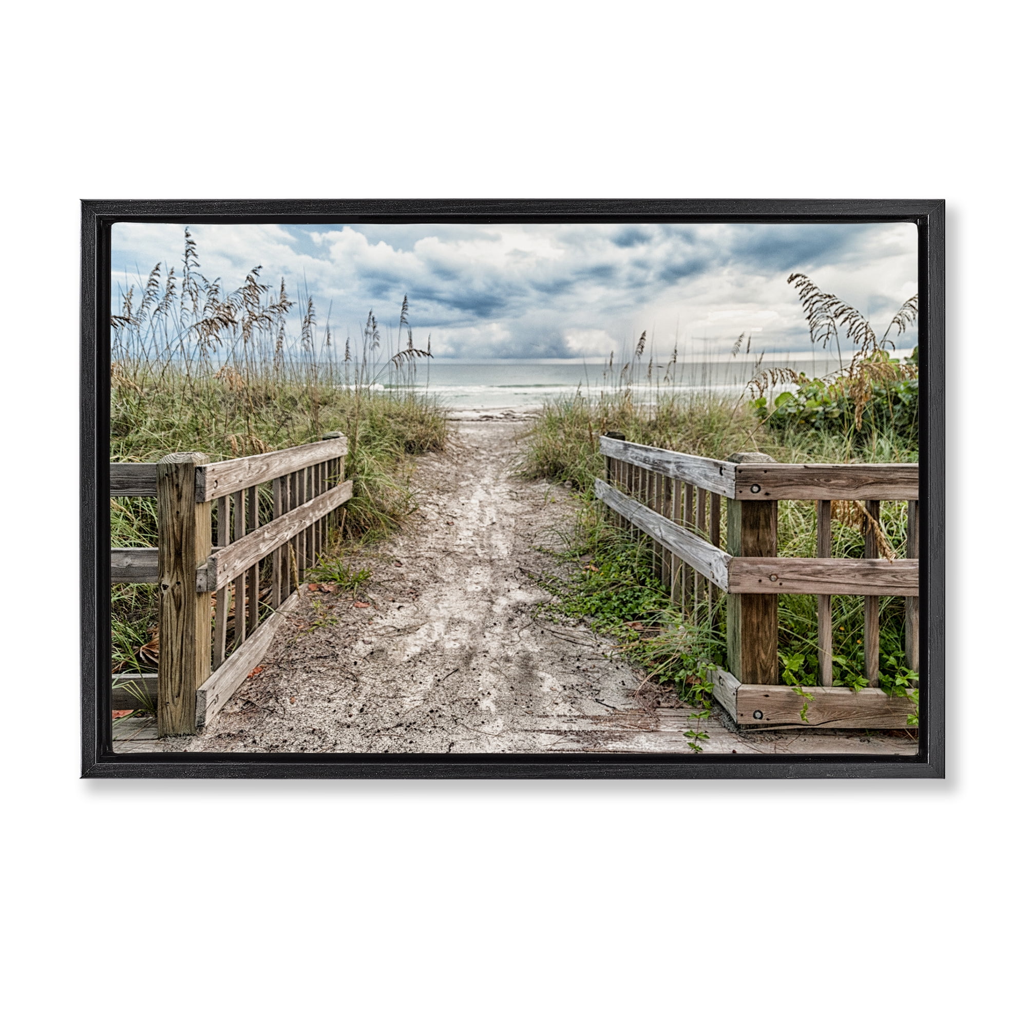 Stupell Industries Beach Entrance Fence Black Framed Floater Canvas Wall Art, design by Mary Lou Johnson