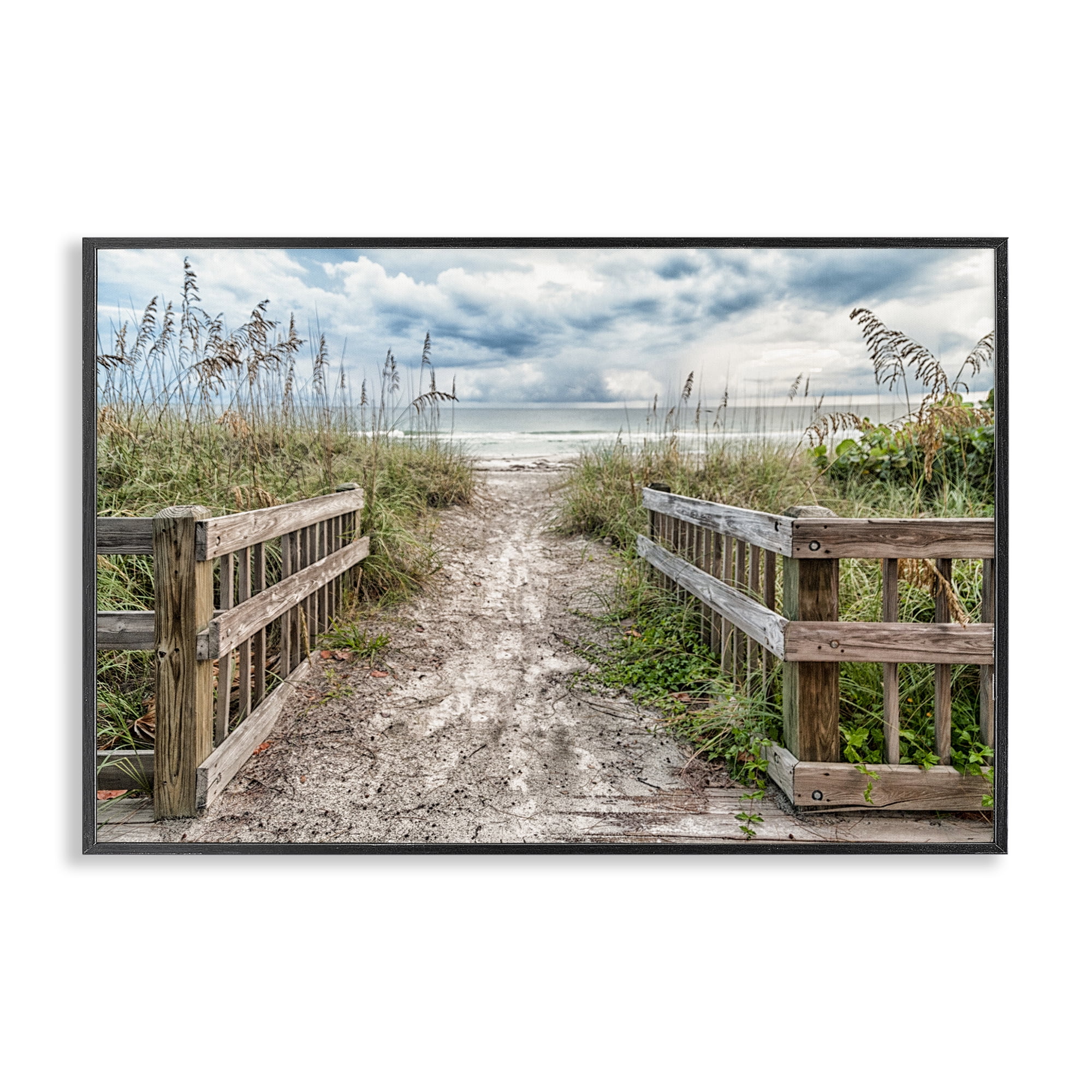 Stupell Industries Beach Entrance Fence Black Framed Giclee Art, design by Mary Lou Johnson