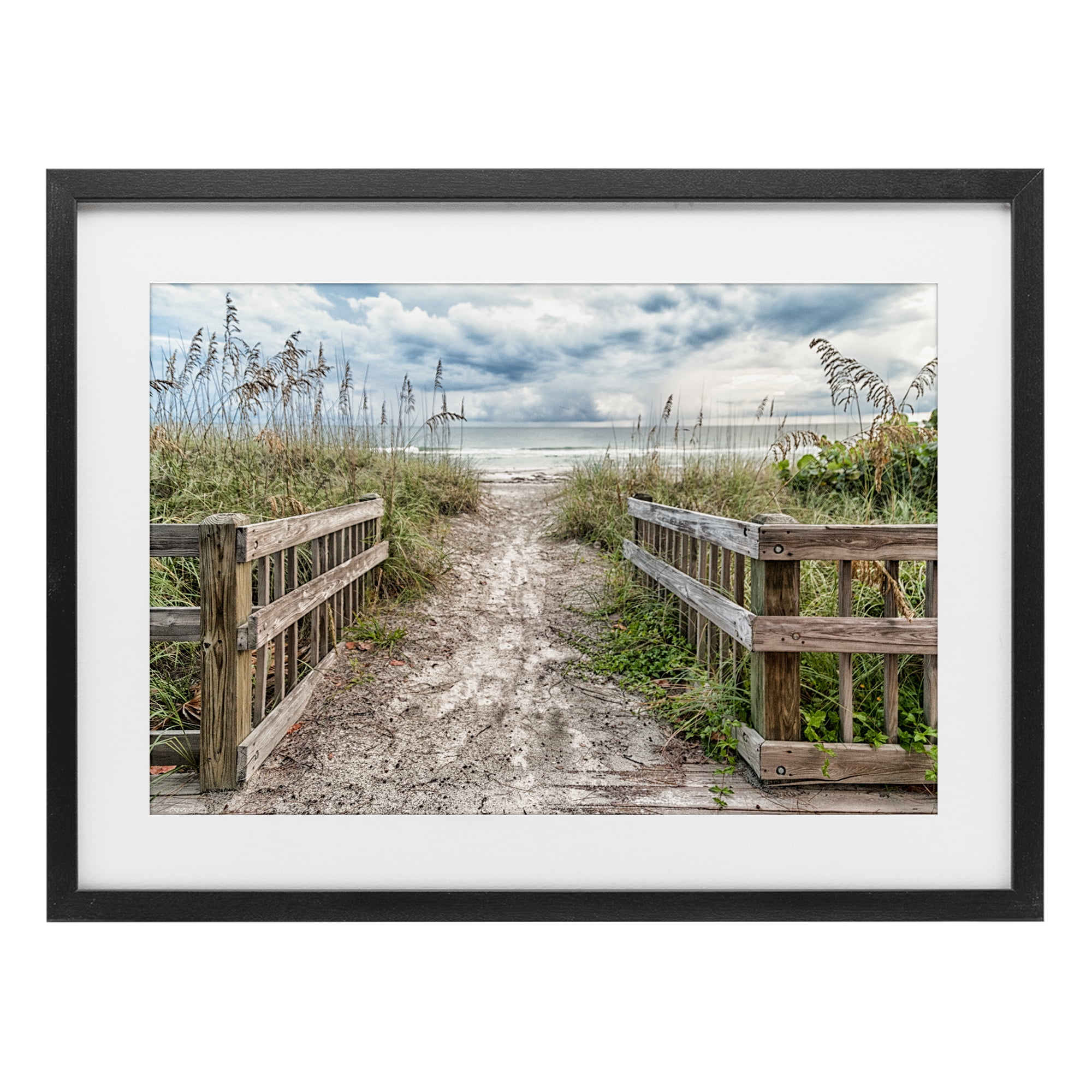 Stupell Industries Beach Entrance Fence Black Framed Print Under Glass, design by Mary Lou Johnson