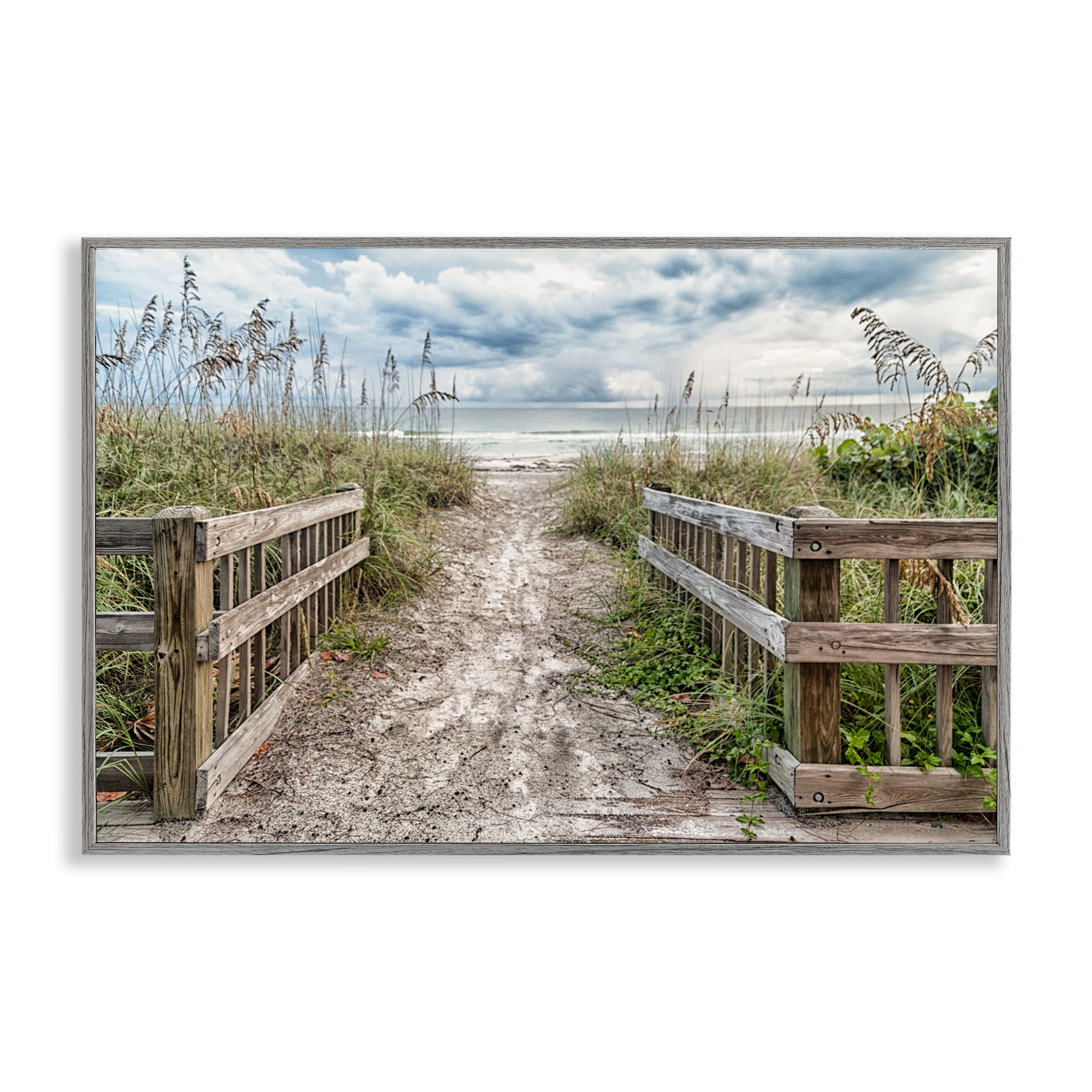 Stupell Industries Beach Entrance Fence Gray Framed Giclee Art, design by Mary Lou Johnson