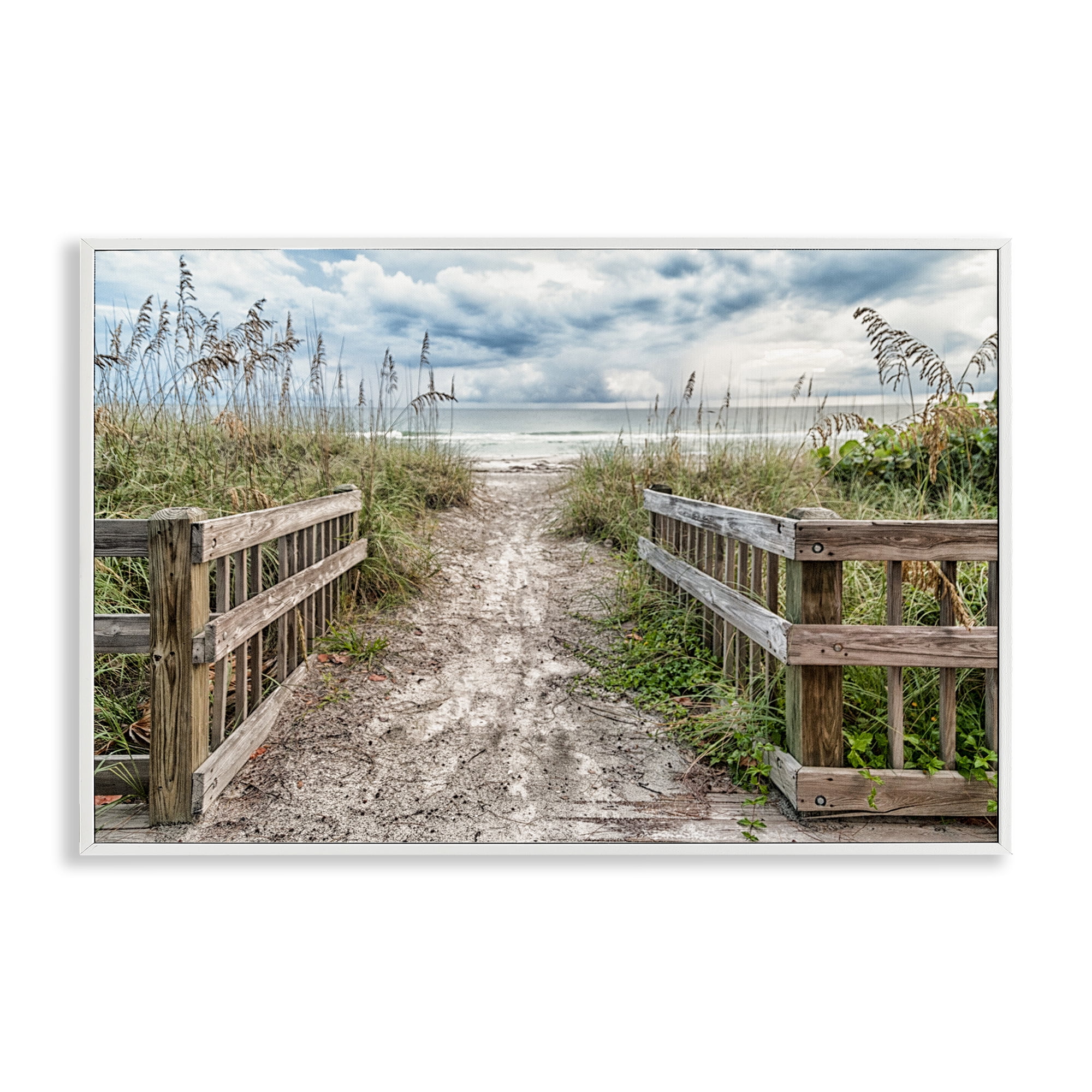 Stupell Industries Beach Entrance Fence White Framed Giclee Art, design by Mary Lou Johnson
