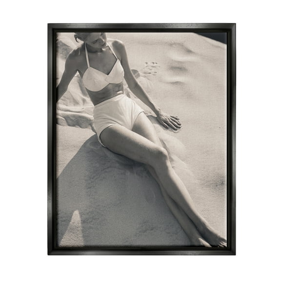 Stupell Industries Beach Fashion Photography Nature Photography Black Floater Framed Canvas Art Print Wall Art, 17 x 21
