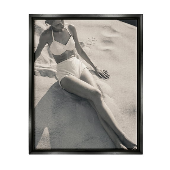 Stupell Industries Beach Fashion Photography Nature Photography Black Floater Framed Canvas Art Print Wall Art, 17 x 21
