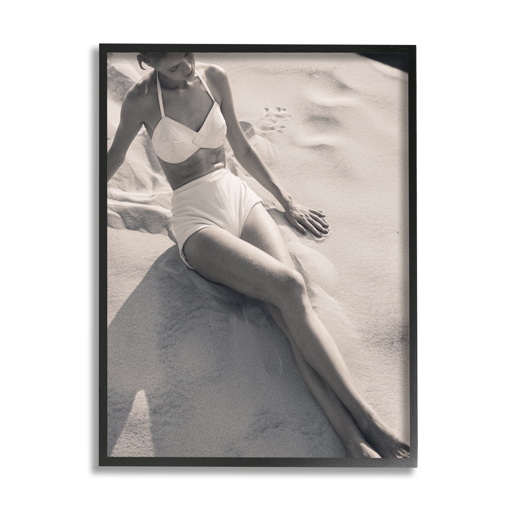 Stupell Industries Beach Fashion Photography Nature Photography Black Framed Art Print Wall Art, 24 x 30