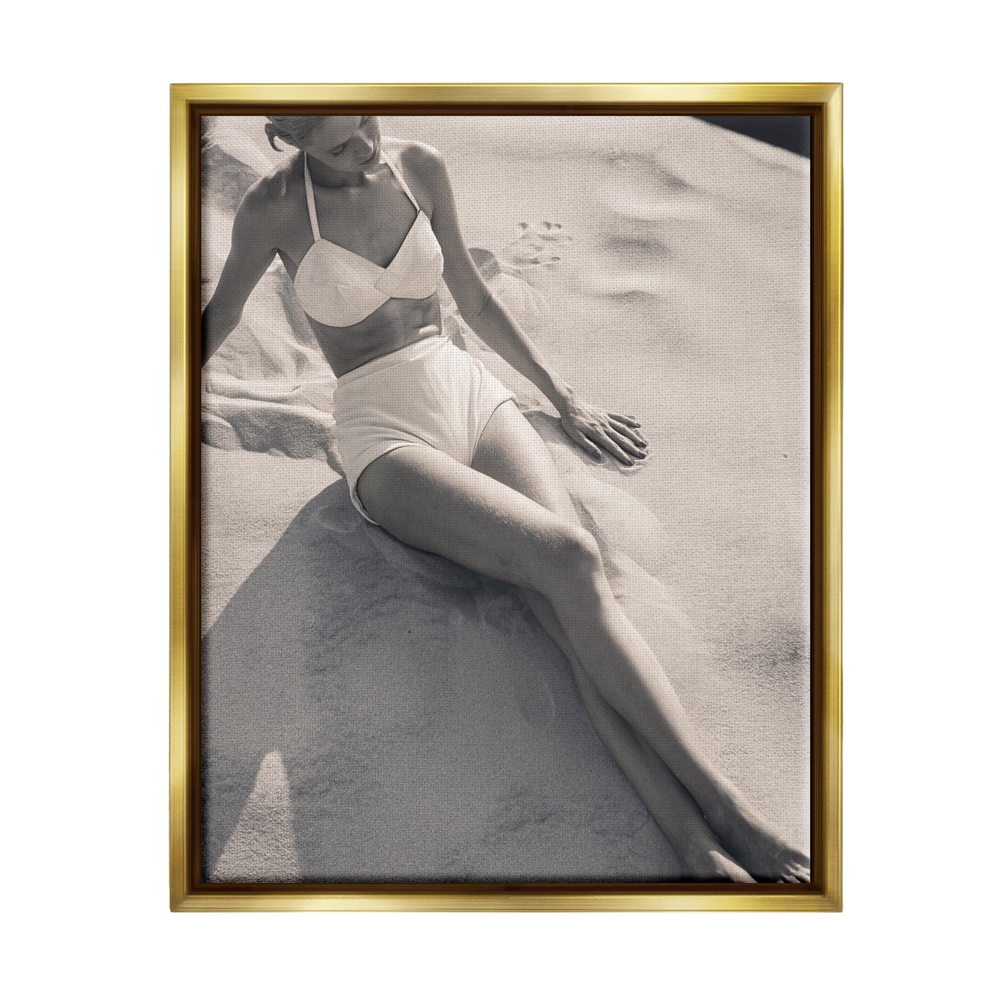 Stupell Industries Beach Fashion Photography Nature Photography Gold Floater Framed Canvas Art Print Wall Art, 17 x 21