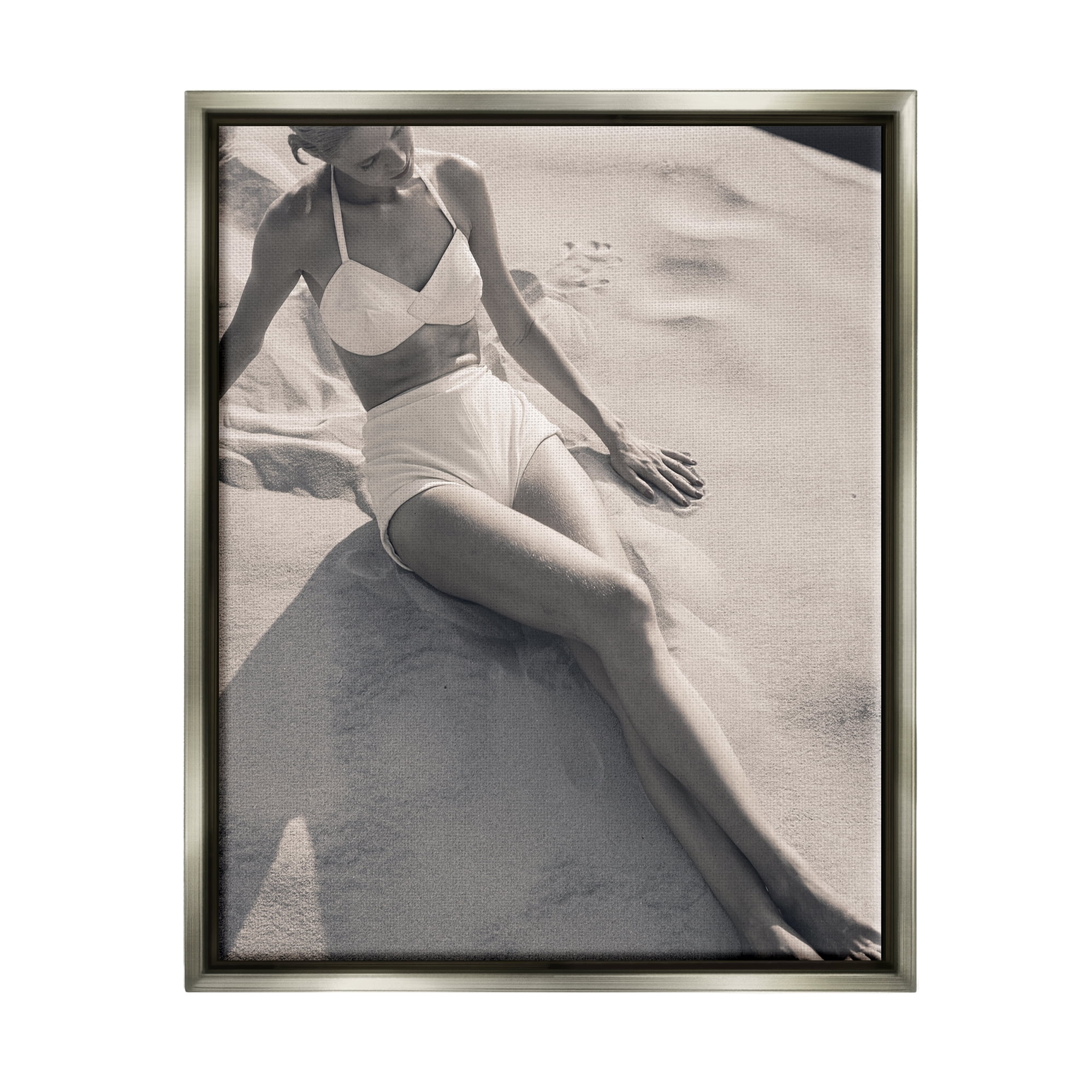 Stupell Industries Beach Fashion Photography Nature Photography Gray Floater Framed Canvas Art Print Wall Art, 17 x 21