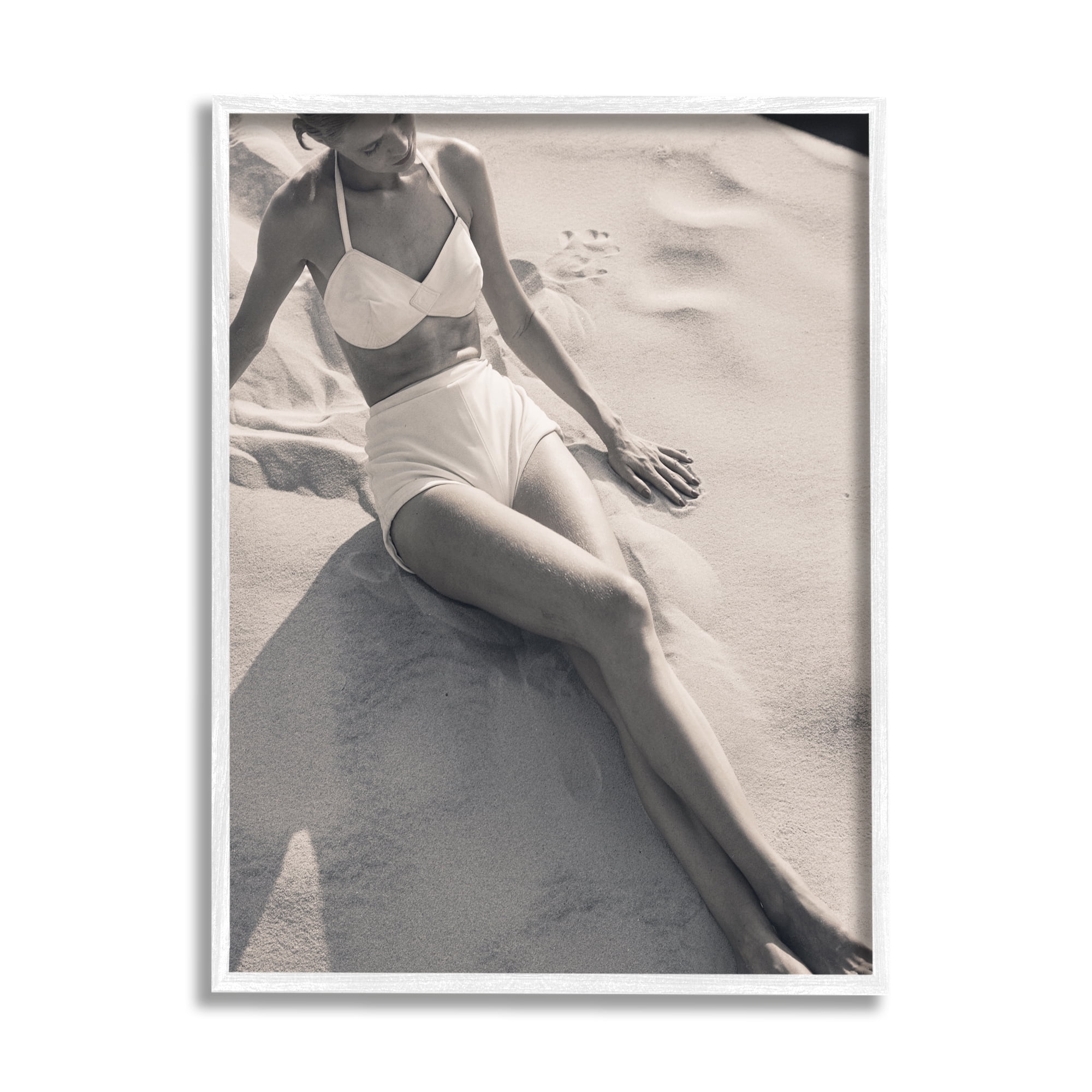 Stupell Industries Beach Fashion Photography Nature Photography White Framed Art Print Wall Art, 24 x 30