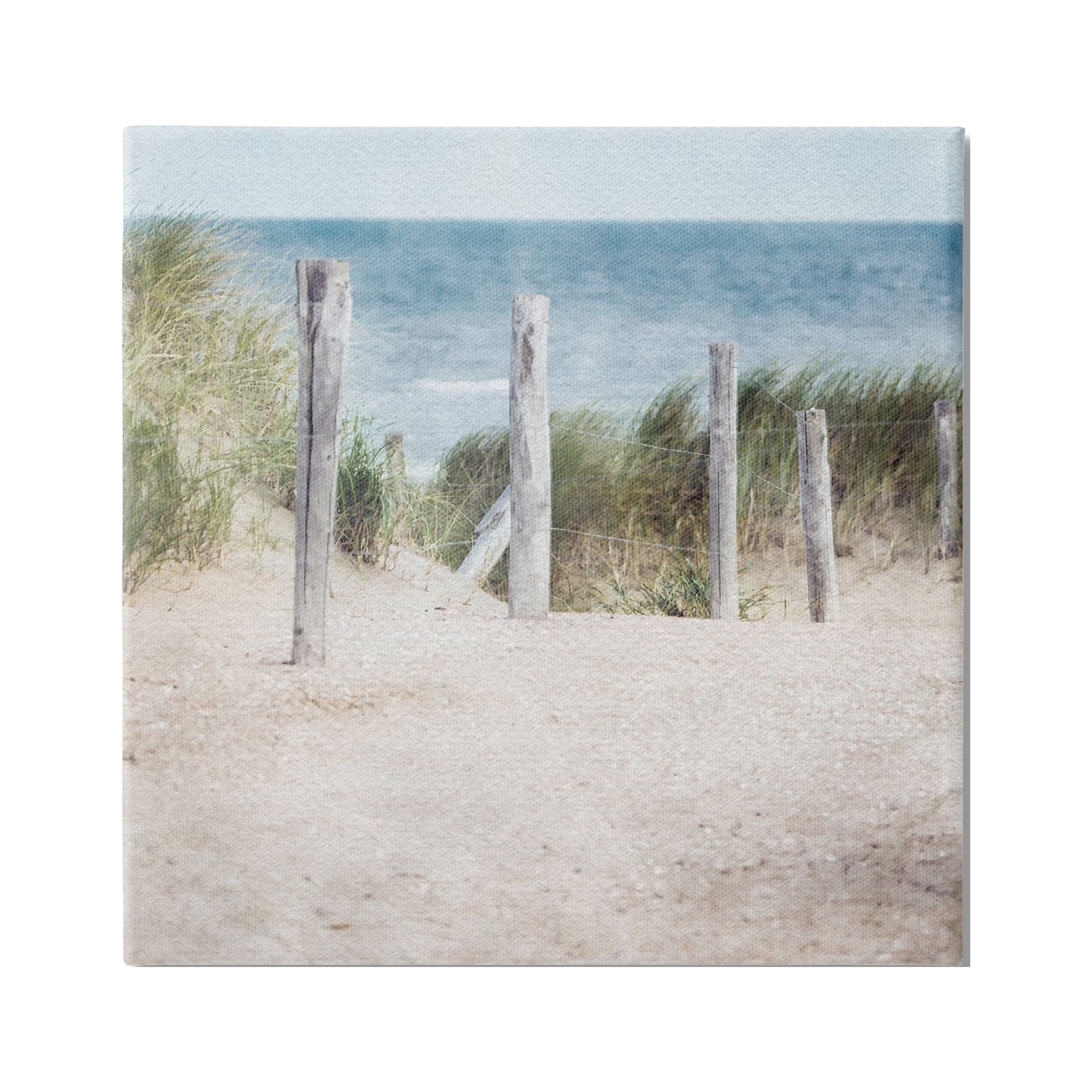Stupell Industries Beach Fence Landscape Nature Painting Gallery Wrapped Canvas Print Wall Art, 36 x 36