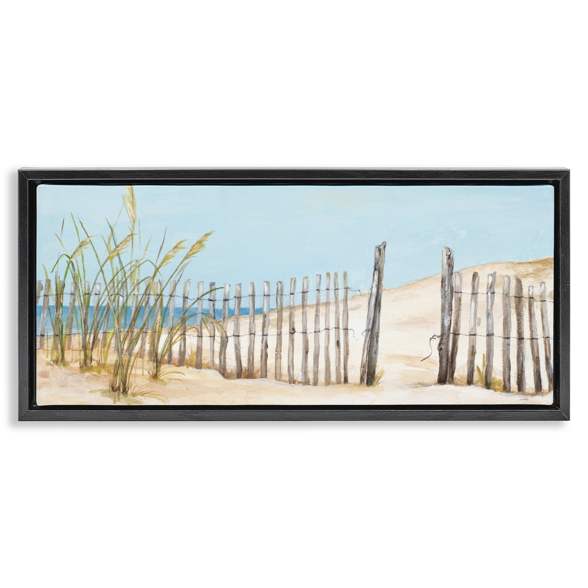 Stupell Industries Beach Fence Opening Black Framed Floater Canvas Wall Art, design by Patricia Pinto