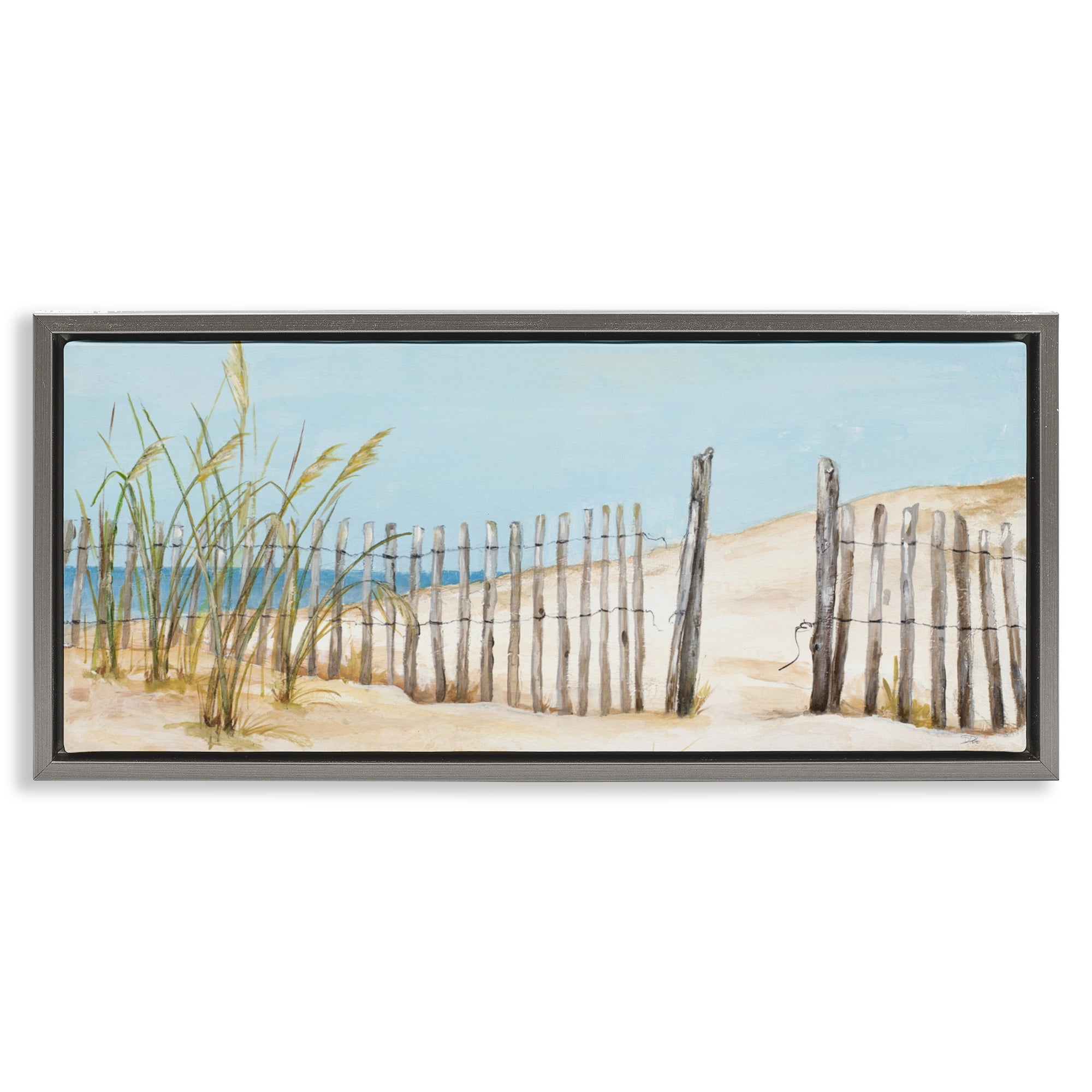 Stupell Industries Beach Fence Opening Gray Framed Floater Canvas Wall Art, design by Patricia Pinto