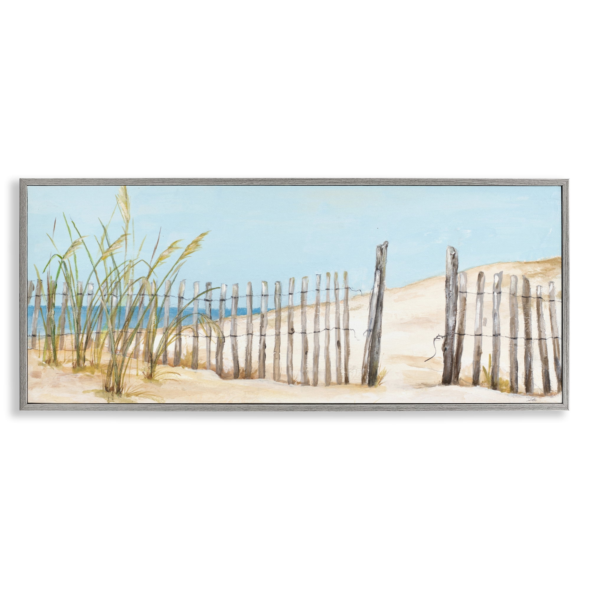 Stupell Industries Beach Fence Opening Gray Framed Giclee Art, design by Patricia Pinto