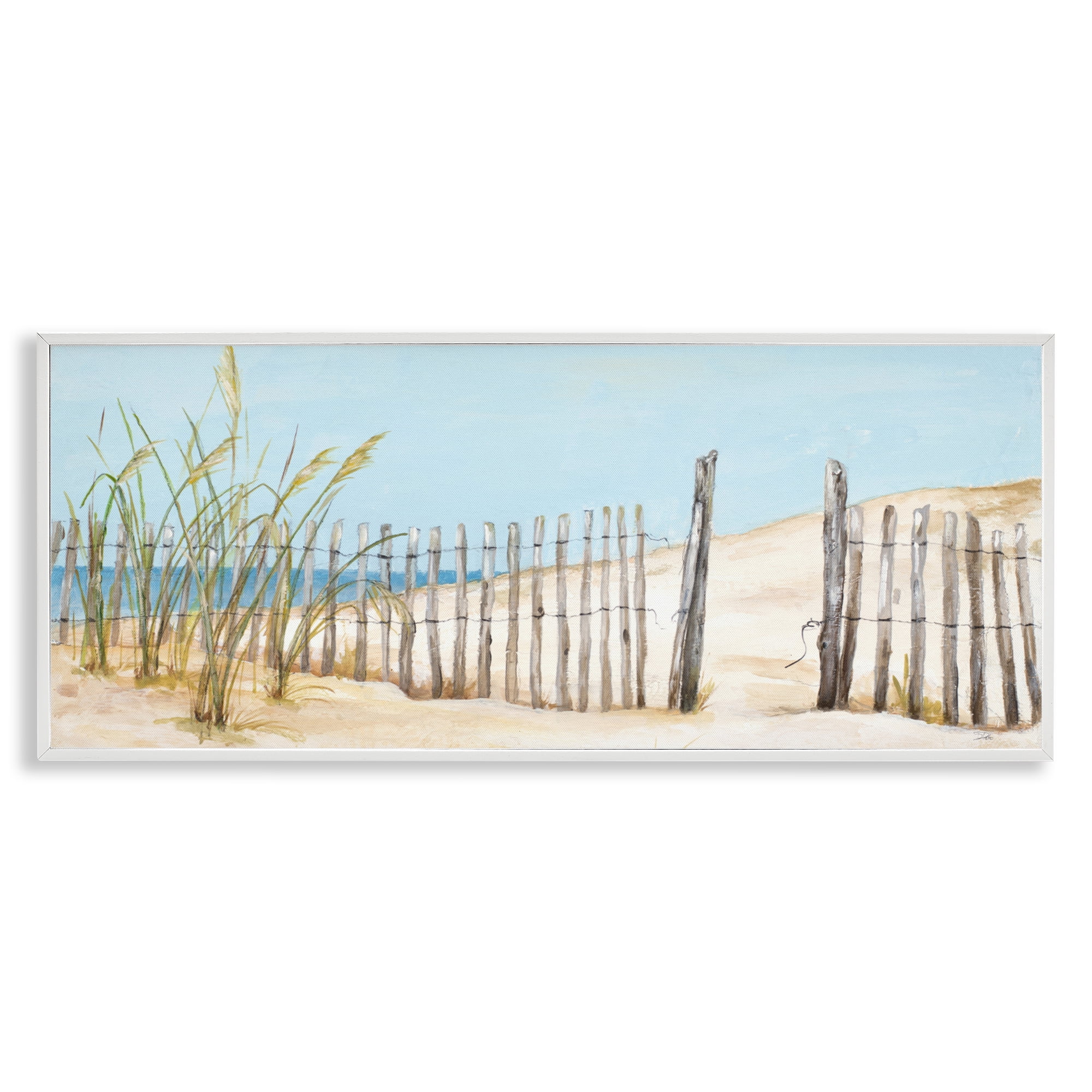 Stupell Industries Beach Fence Opening White Framed Giclee Art, design by Patricia Pinto