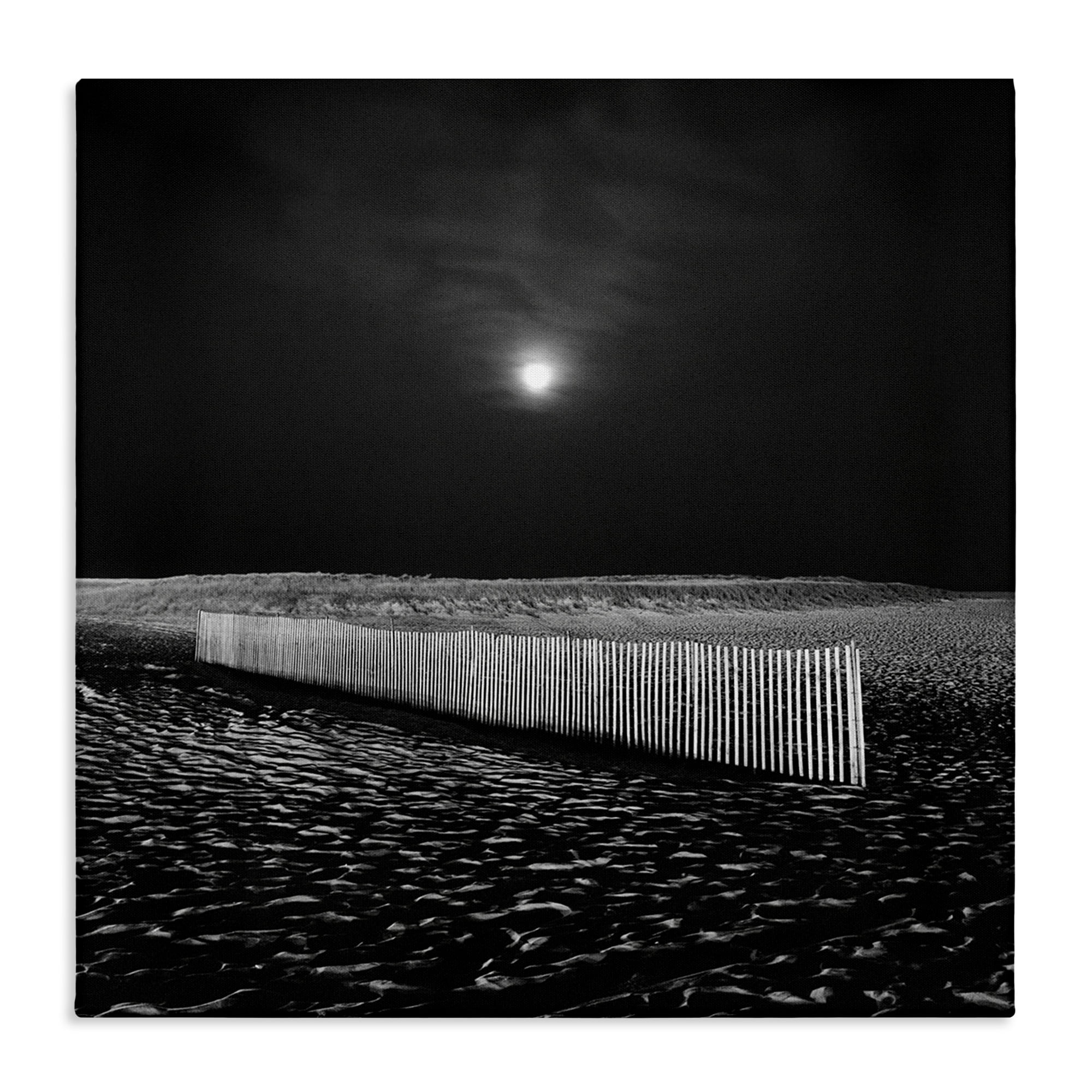 Stupell Industries Beach Fence at Night Coastal Photography Gallery Wrapped Canvas Art Print Wall Art, 36 x 36