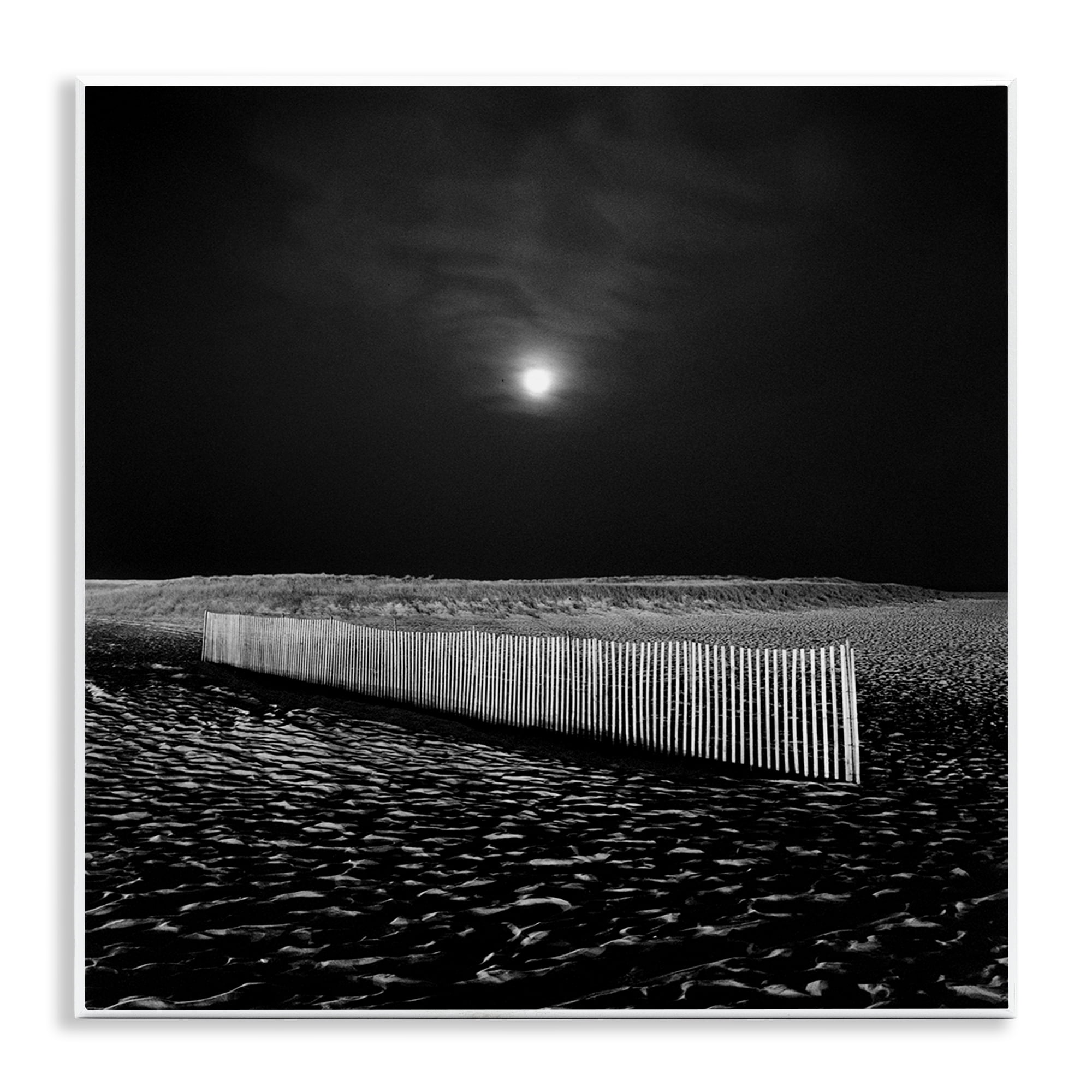 Stupell Industries Beach Fence at Night Coastal Photography Unframed ...