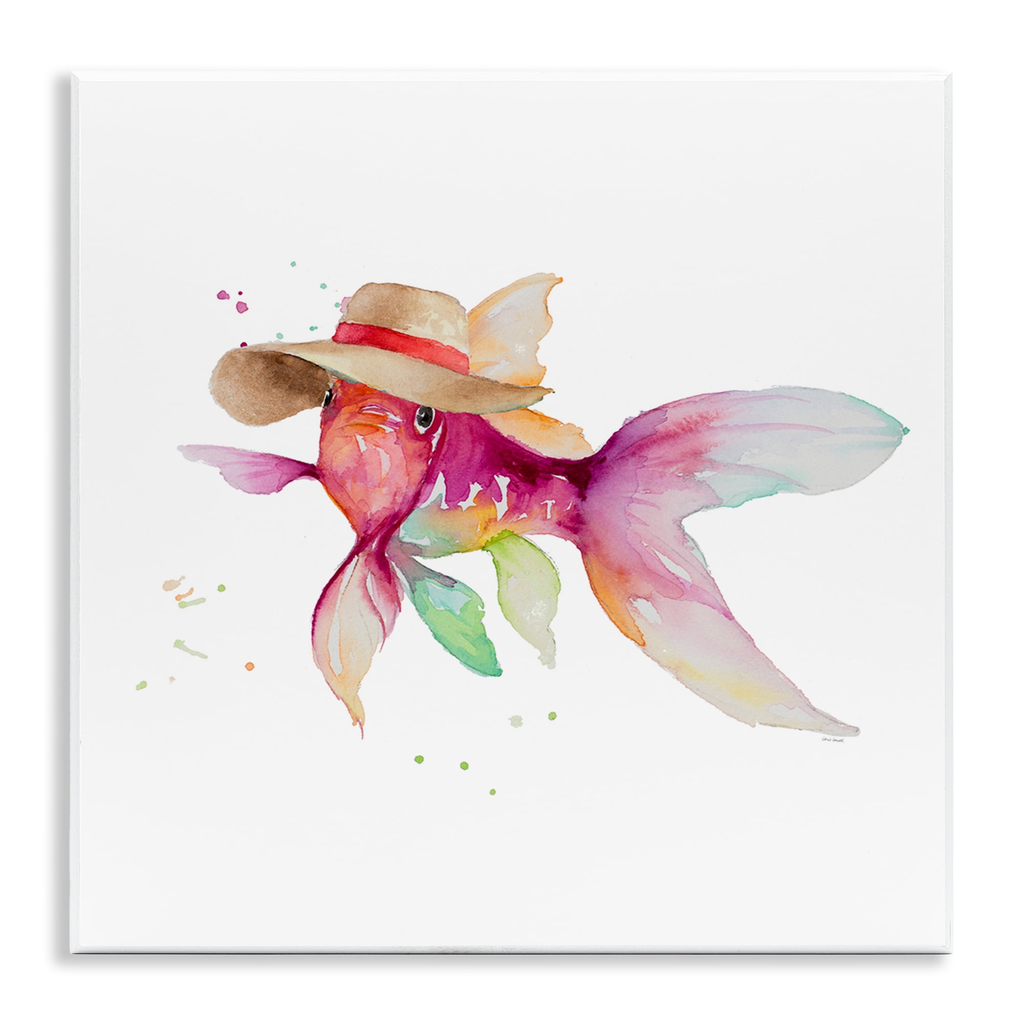 Stupell Industries Beach Fish Watercolor Novelty Painting Unframed Art Print Wall Art, 12 x 12