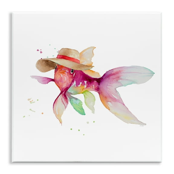 Stupell Industries Beach Fish Watercolor Novelty Painting Unframed Art Print Wall Art, 12 x 12