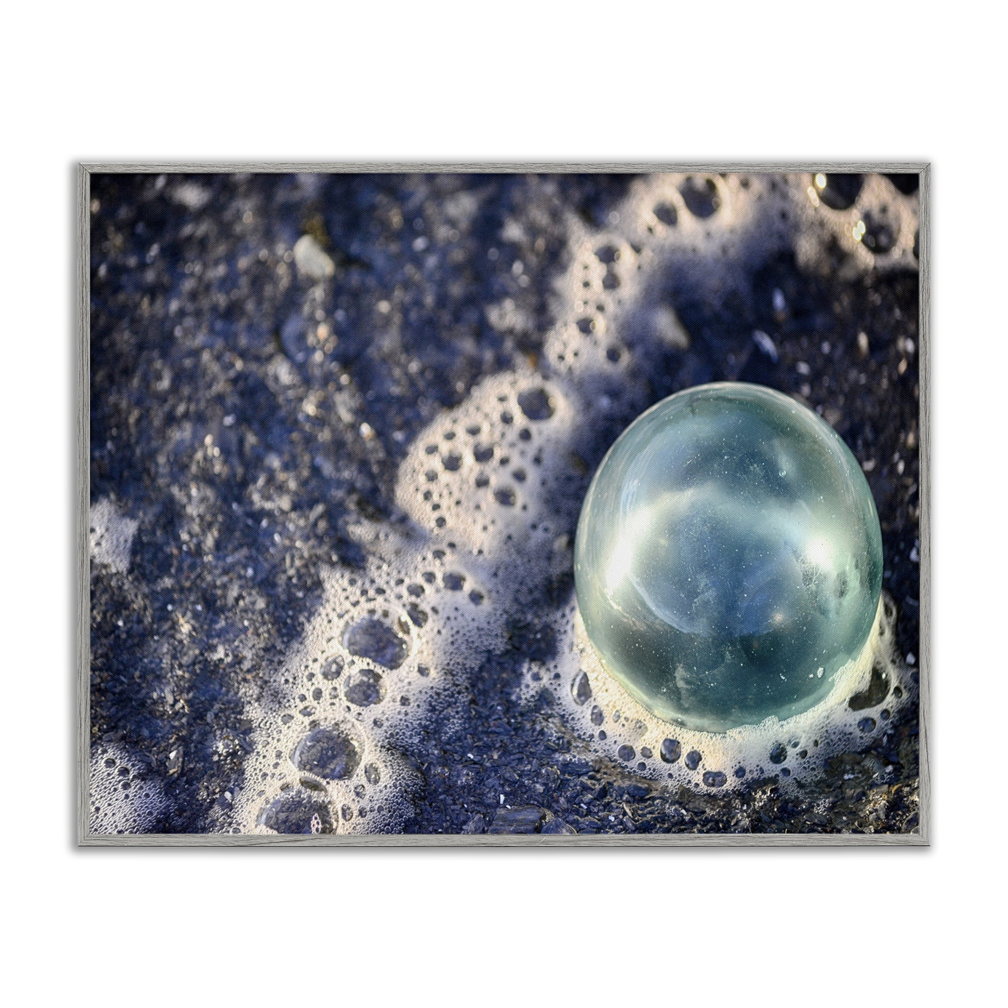 Stupell Industries Beach Foam & Bubble Nautical & Beach Photography Gray Framed Art Print Wall Art, 14 x 11