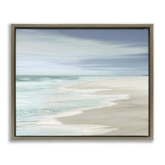Stupell Industries Beach Foam Landscape Landscape Photography Brown Floater Framed Canvas Art Print Wall Art, 21 x 17