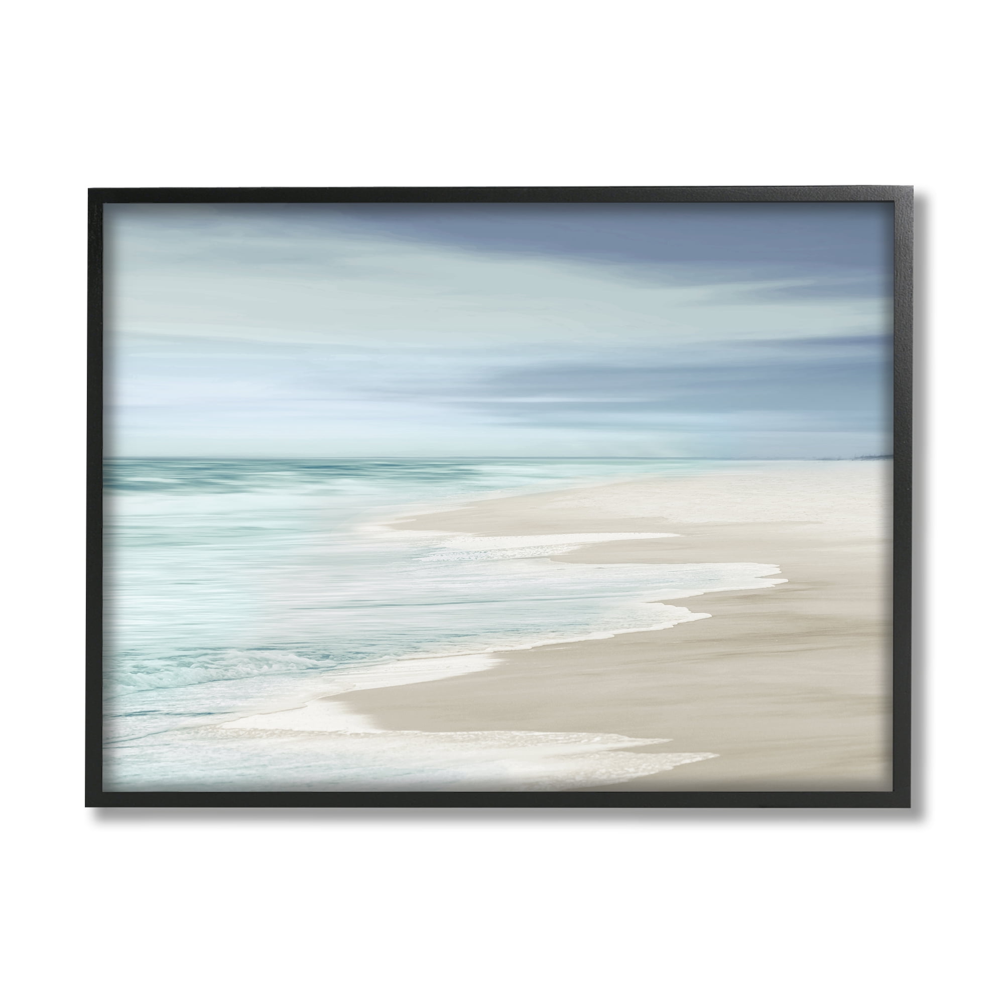 Stupell Industries Beach Foam Landscape Nature Photography Black Framed Art Print Wall Art, 30 x 24