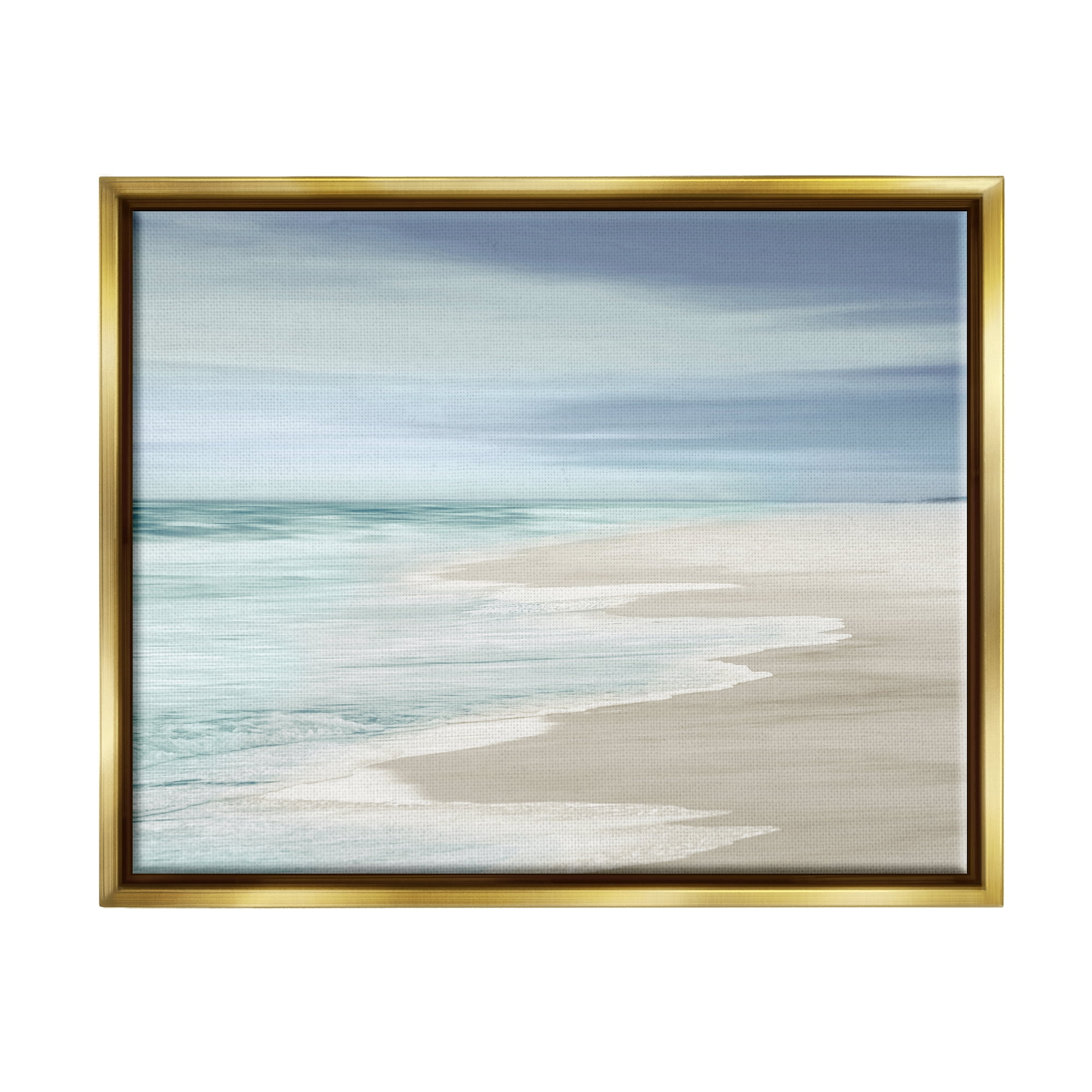Stupell Industries Beach Foam Landscape Nature Photography Gold Floater Framed Art Print Wall Art, 31 x 25