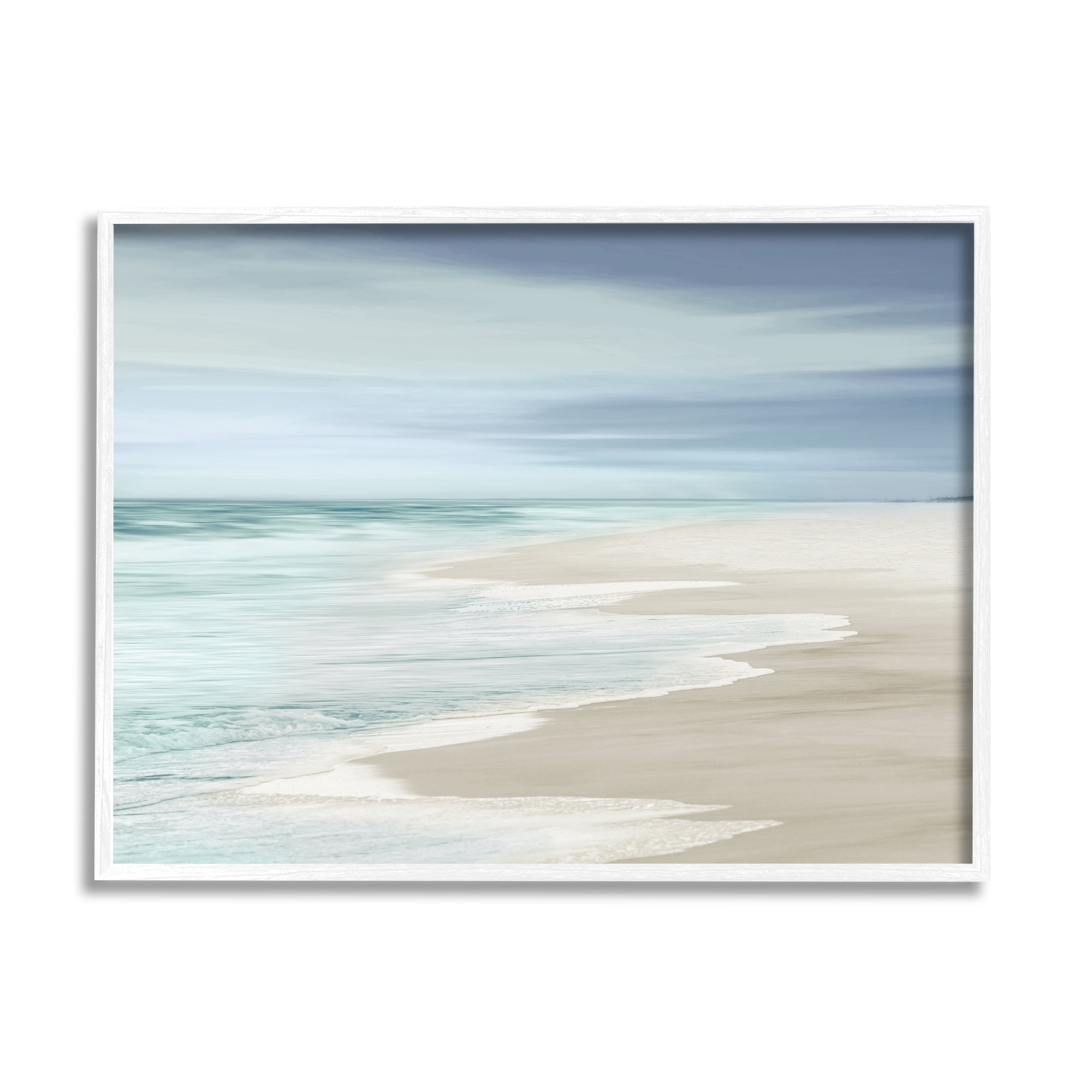 Stupell Industries Beach Foam Landscape Nature Photography White Framed Art Print Wall Art, 14 x 11
