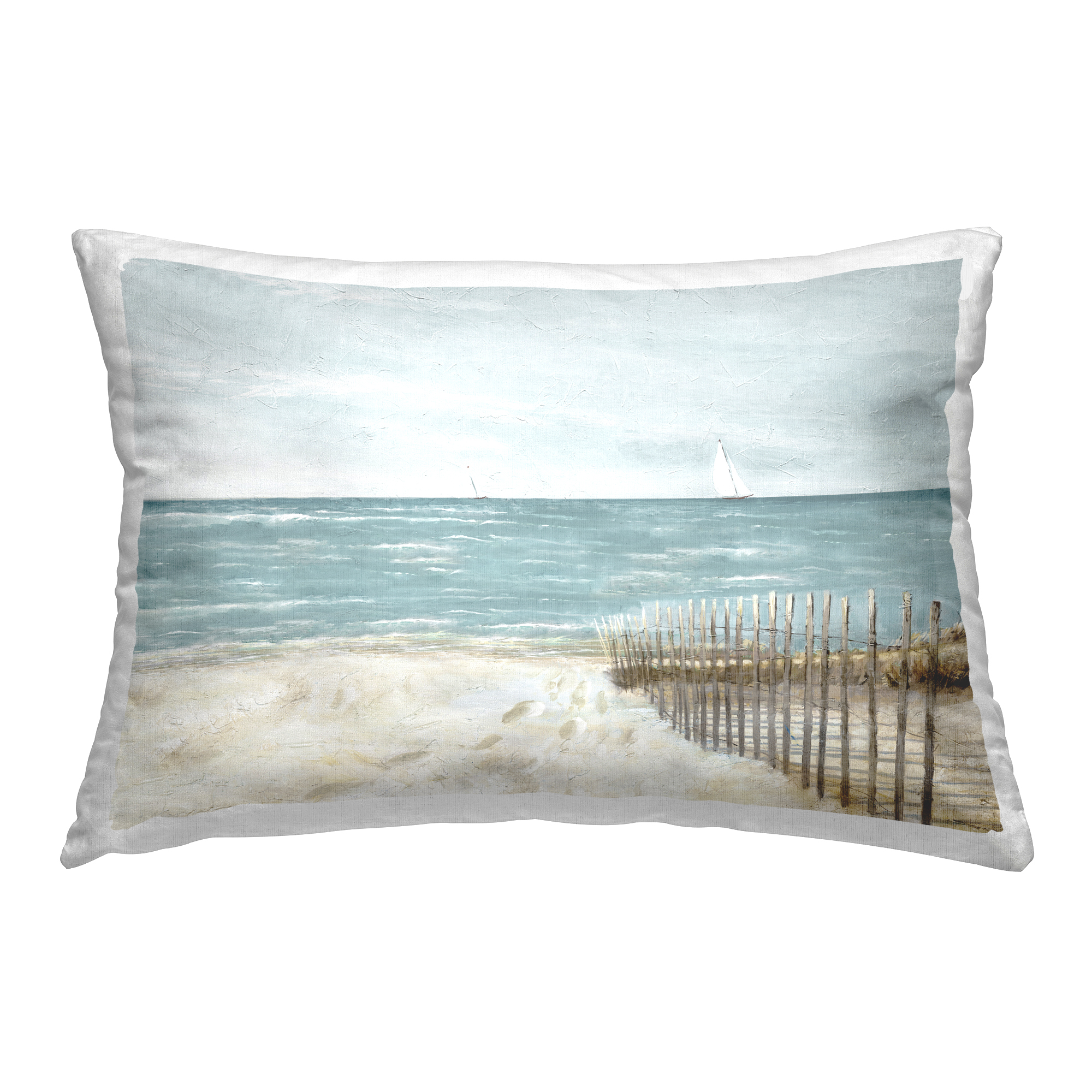 Stupell Industries Beach Footprints & Fence Decorative Printed Throw Pillow Design by Ruane Manning.