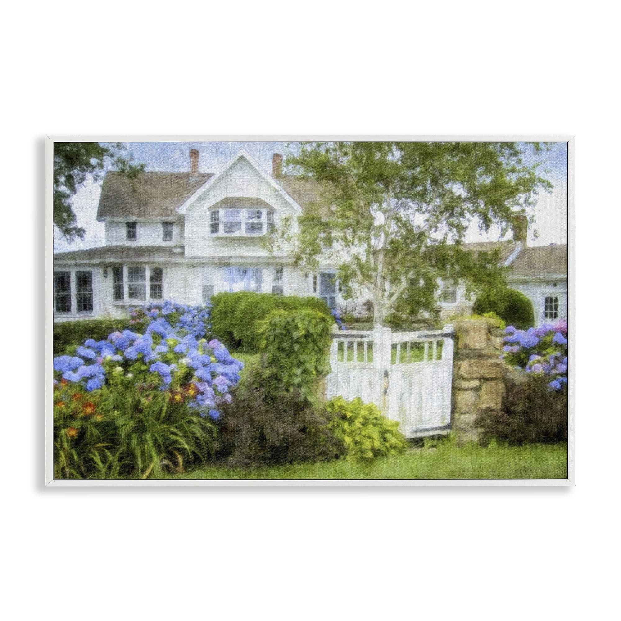 Stupell Industries Beach Getaway Cottage Buildings & Architecture Painting White Framed Art Print Wall Art, 30 x 20