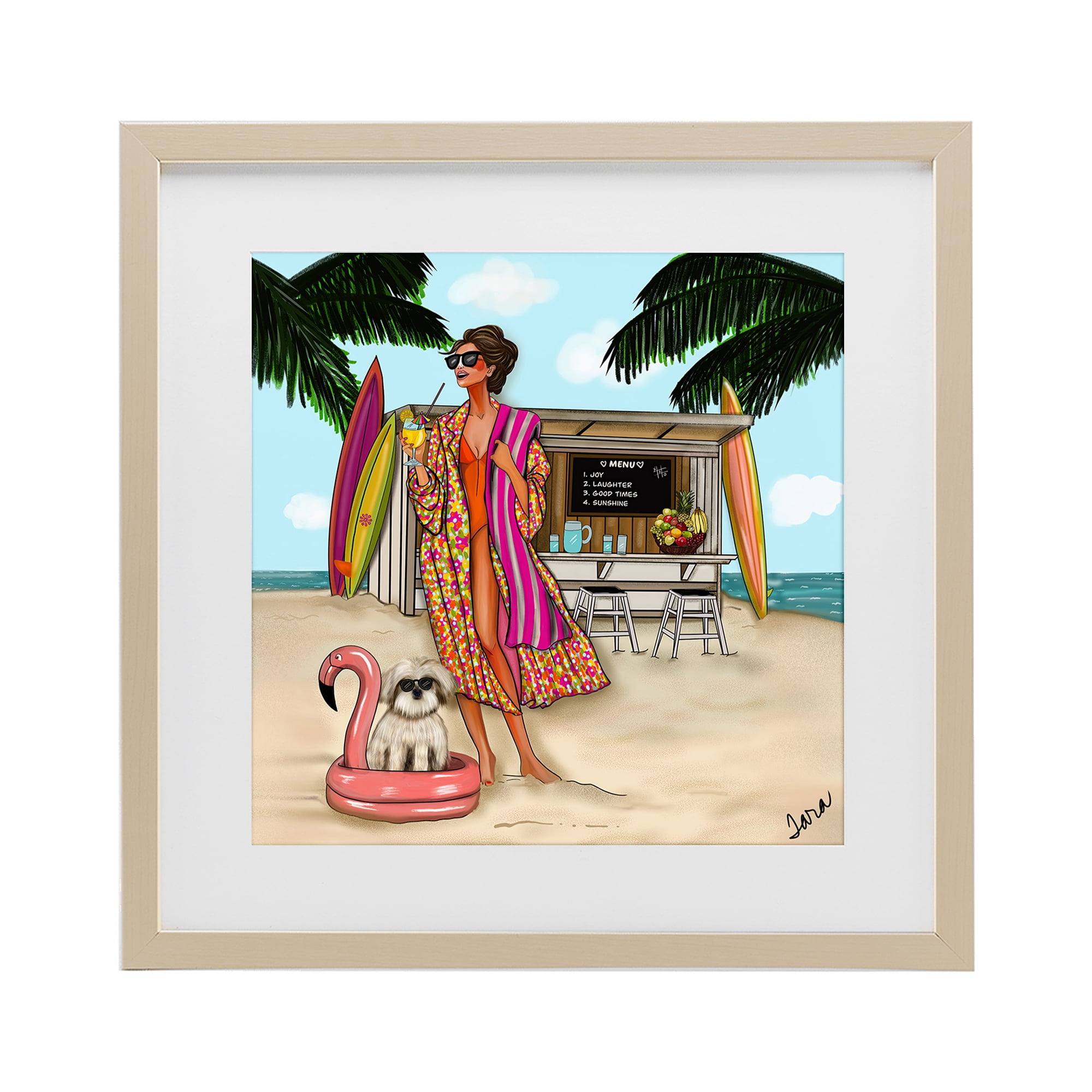 Stupell Industries Beach Girl in Summer Sun Birch Framed Print Under Glass, design by Tara Boone