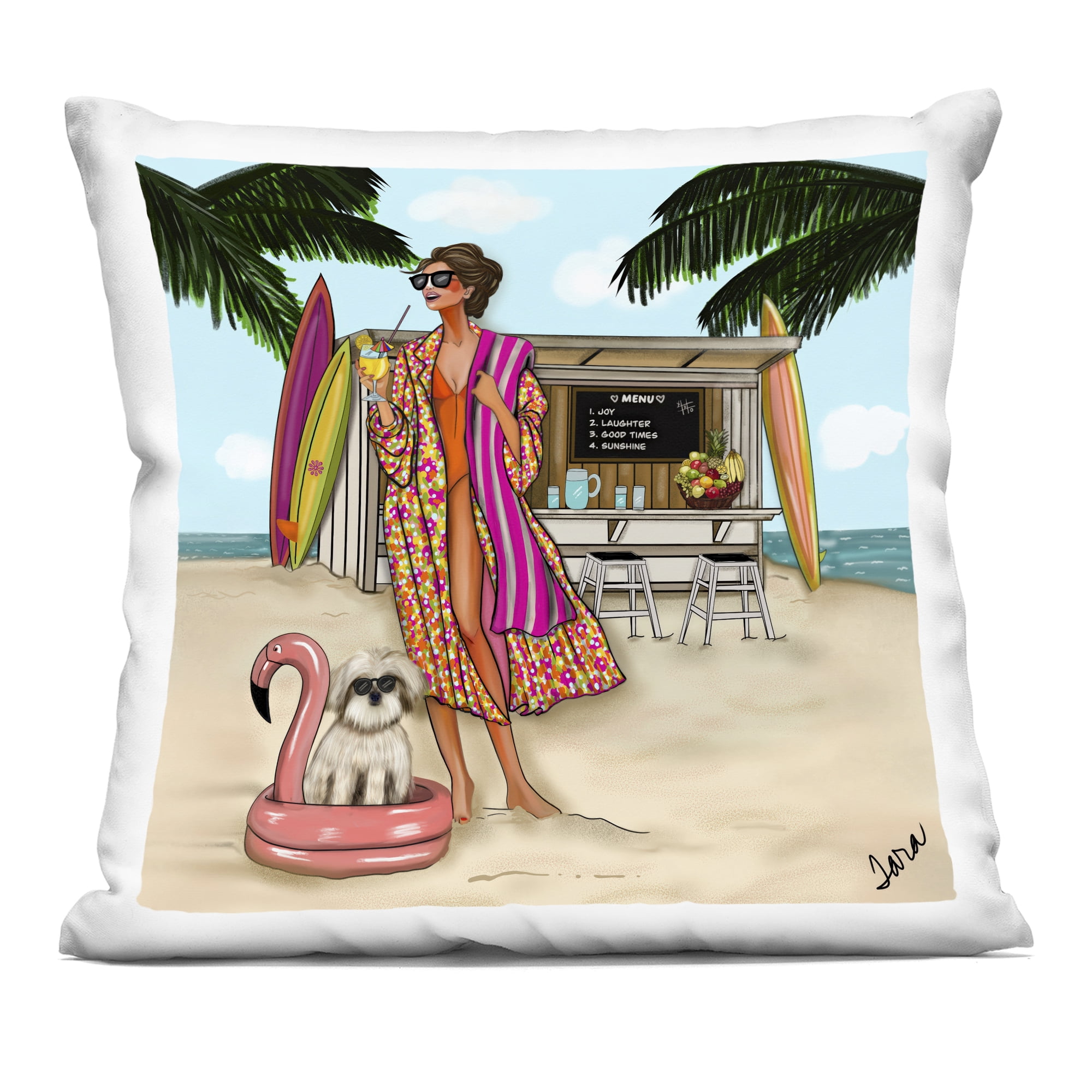 Stupell Industries Beach Girl in Summer Sun Decorative Printed Throw Pillow, design by Tara Boone, 18 x 7 x 18