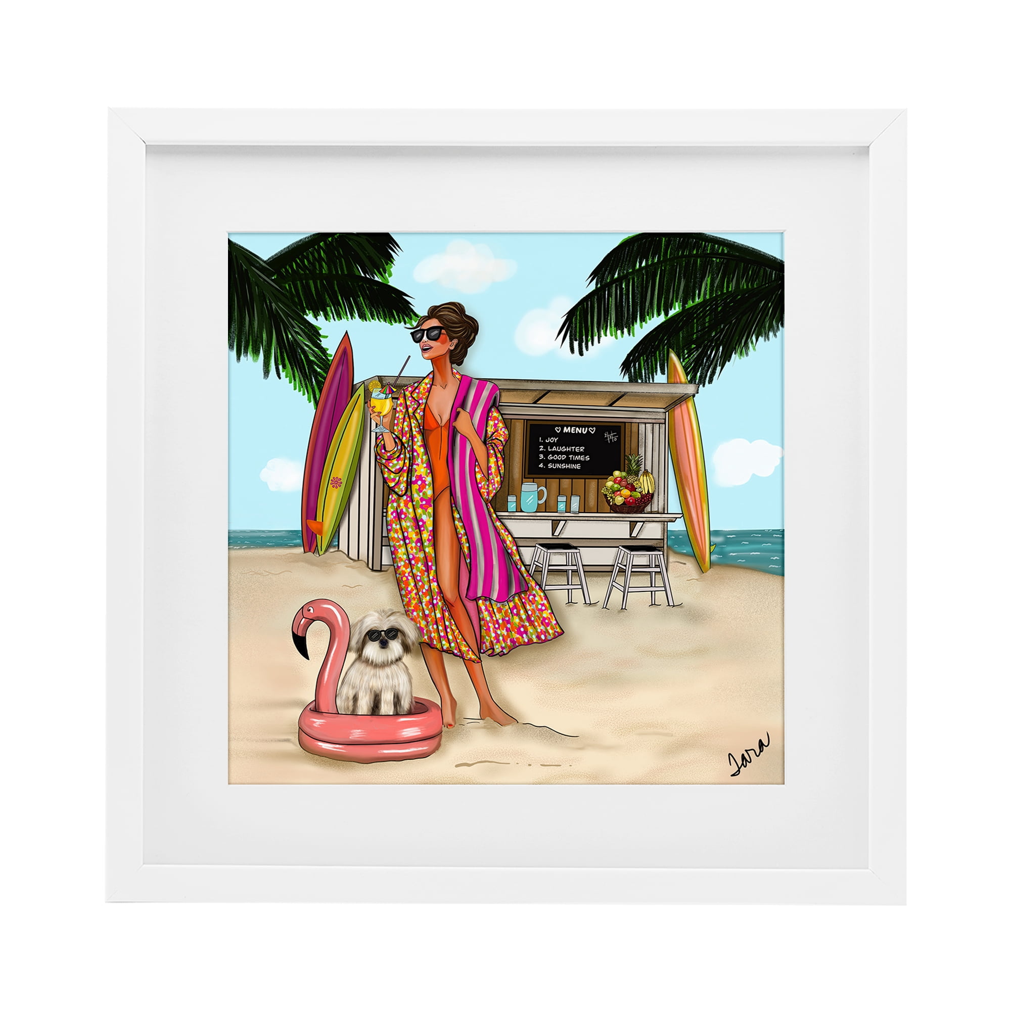 Stupell Industries Beach Girl in Summer Sun White Framed Print Under Glass, design by Tara Boone
