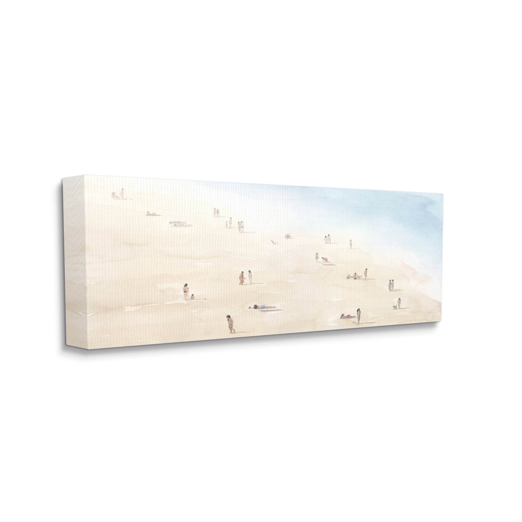 Stupell Industries Beach Goers Relaxing by Coast Nautical Landscape Nature Painting Gallery Wrapped Canvas Print Wall Art, 17 x 40