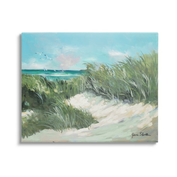 Stupell Industries Beach Grass Painting Nature Painting Gallery Wrapped Canvas Print Wall Art, 20 x 16