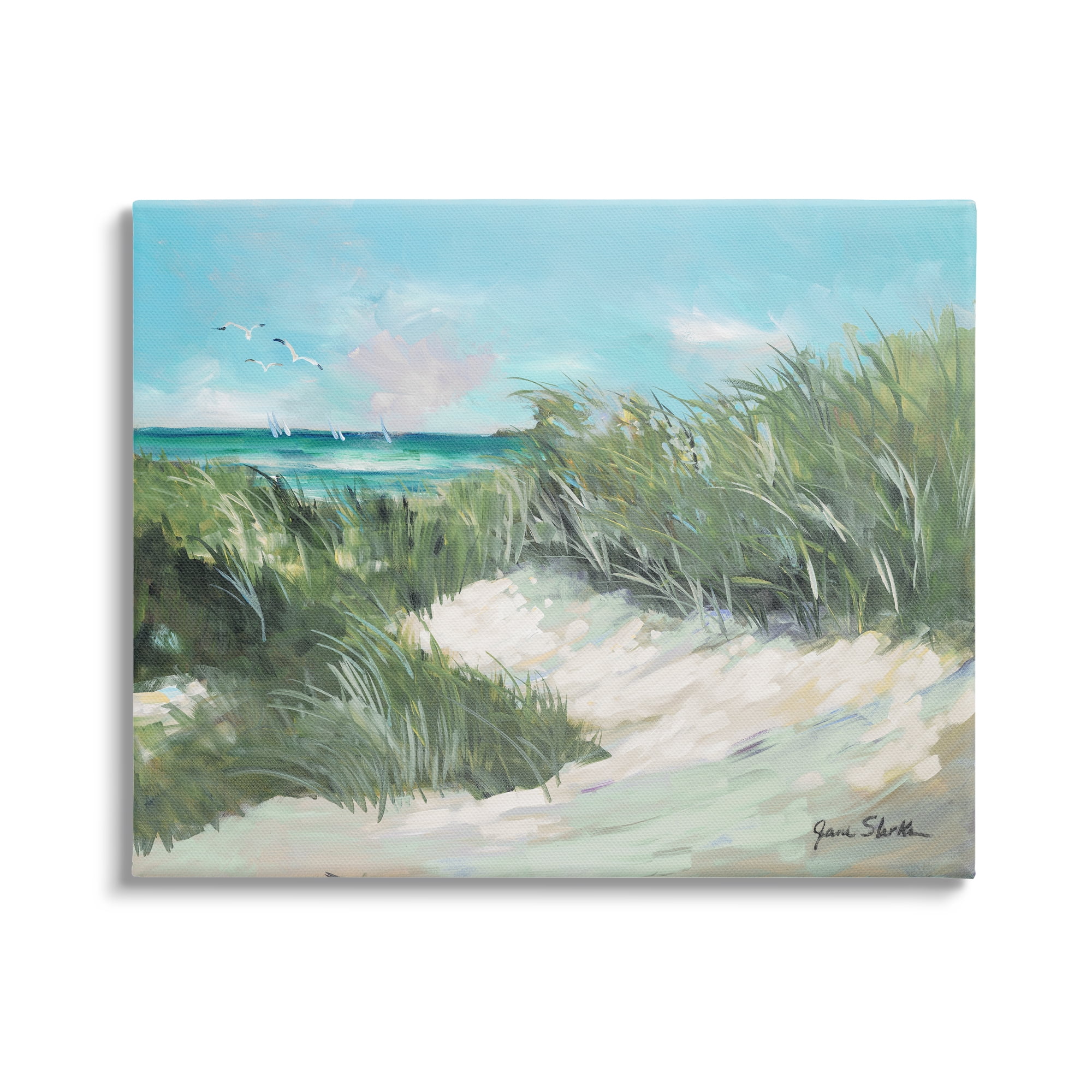 Stupell Industries Beach Grass Painting Nature Painting Gallery Wrapped Canvas Print Wall Art, 48 x 36